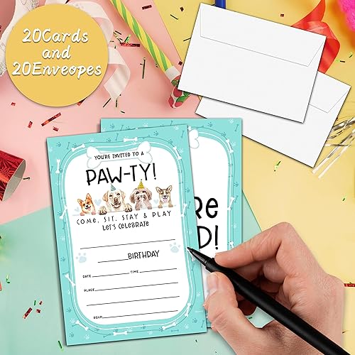 Miniatura 3 de Invitaciones de cumpleaños de cachorros para niños y niñas, invitaciones de perro Paw-ty, invitación de fiesta de cumpleaños de perrito,