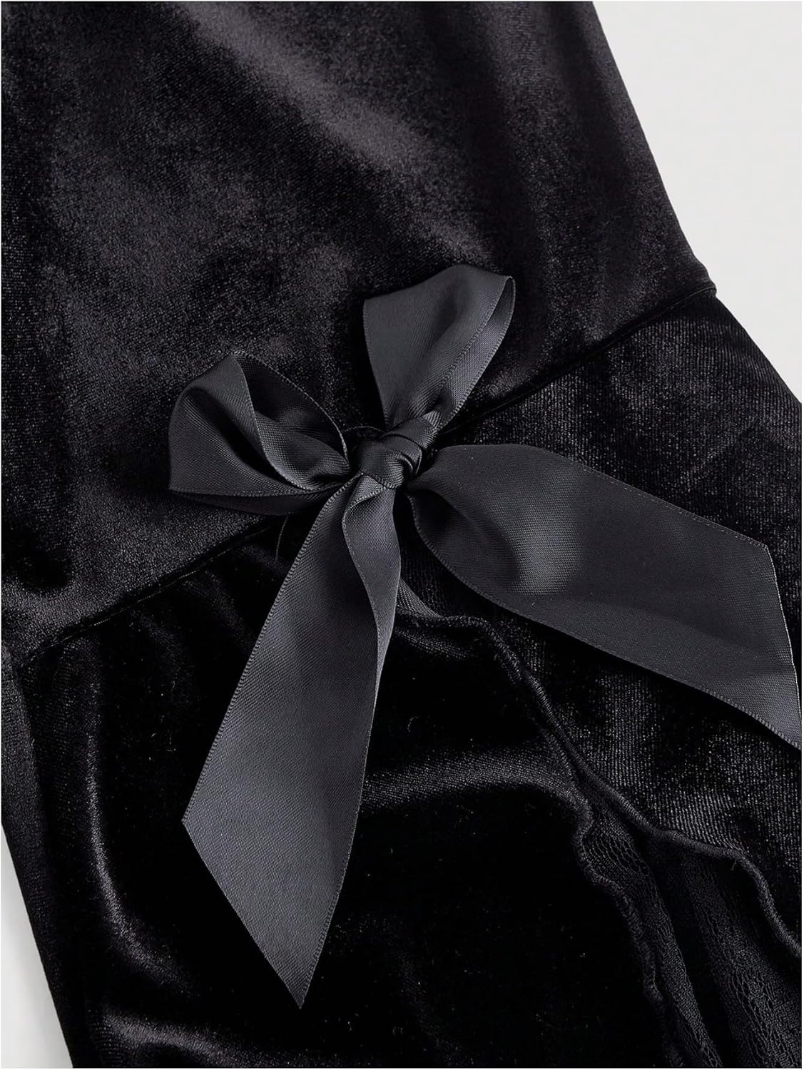 WDIRARA Women's Plus Size Velvet Lace Flared Pants High Waist Bell Bottoms Rave Trousers - Image 2