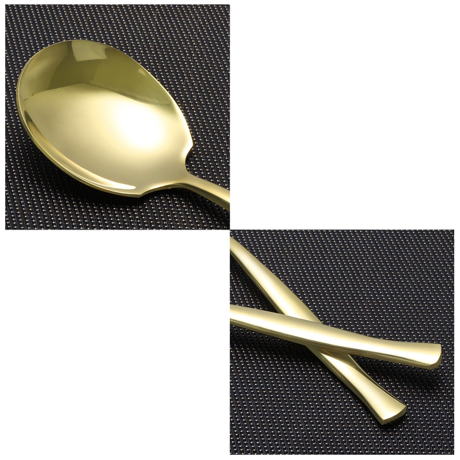 Teyyvn Set of 8 Stainless Steel Buffet Serving Spoon, Large Serving Spoon, Gold - Image 3