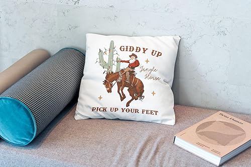 Miniatura 6 de OFlich Fundas de almohada de Navidad occidental de 18 x 18 pulgadas, almohadas de Navidad de vaquero occidental, fundas de almohada de Navidad