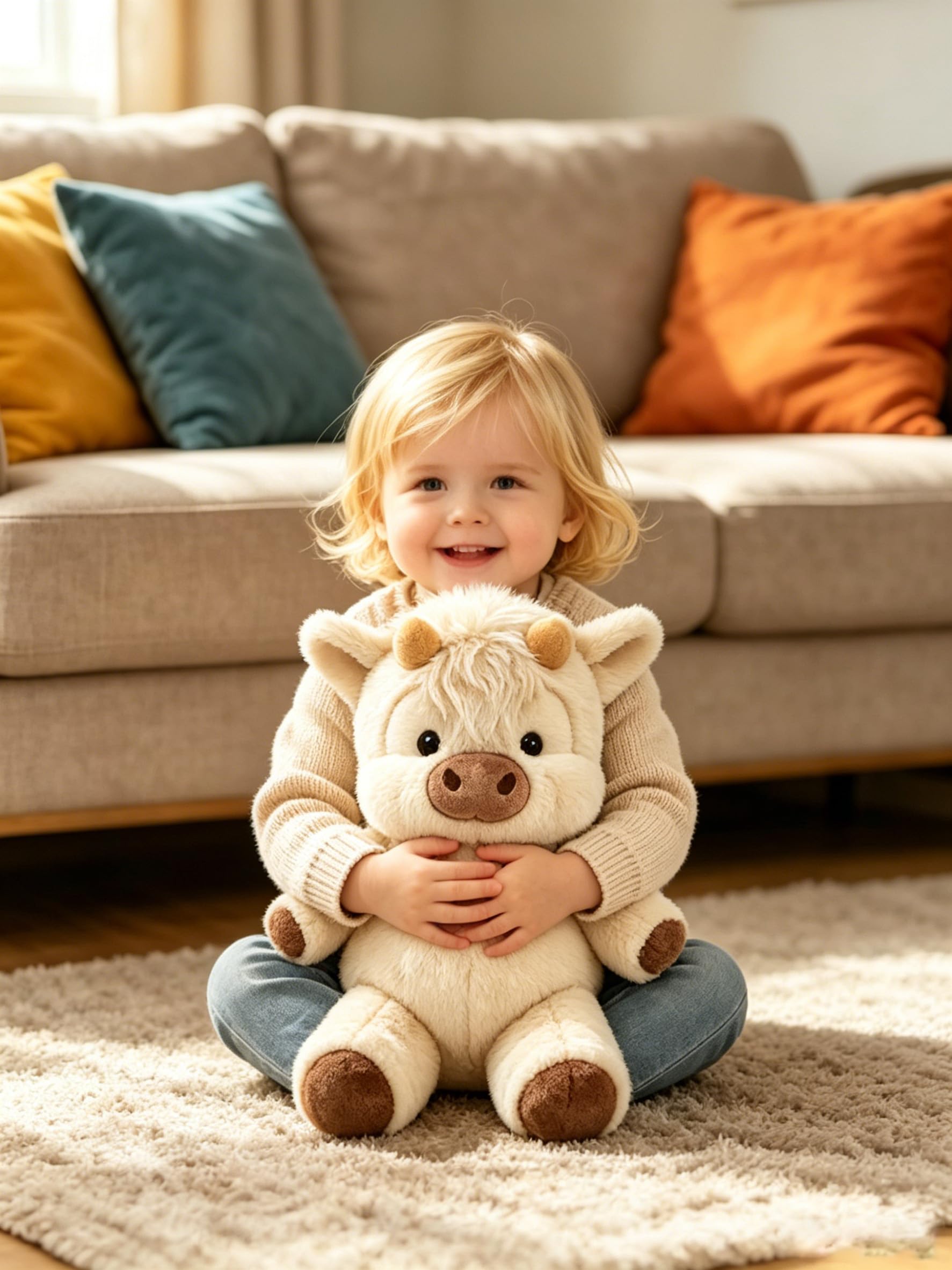 Peluche Que Corre, Peluche Vaca, 45 cm, Adorables Animales De Peluche, Aliviar El Estrés y para la Decoración del Hogar (Caqui)