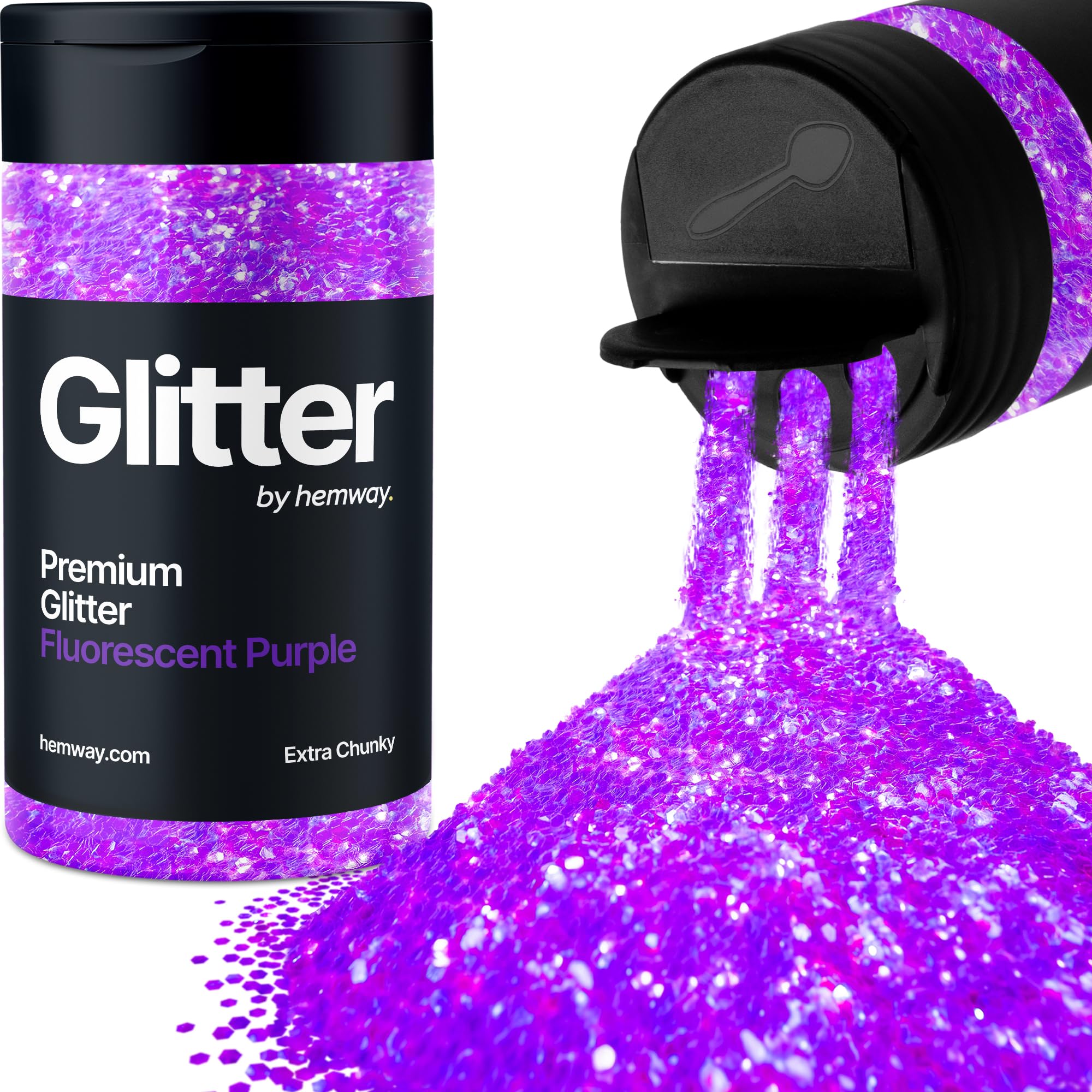 Fluorescent Purple Glitter Shaker, 130g Extra Chunky Glitter, Crafts 1/24" Metallic Flake Purple Sequins
