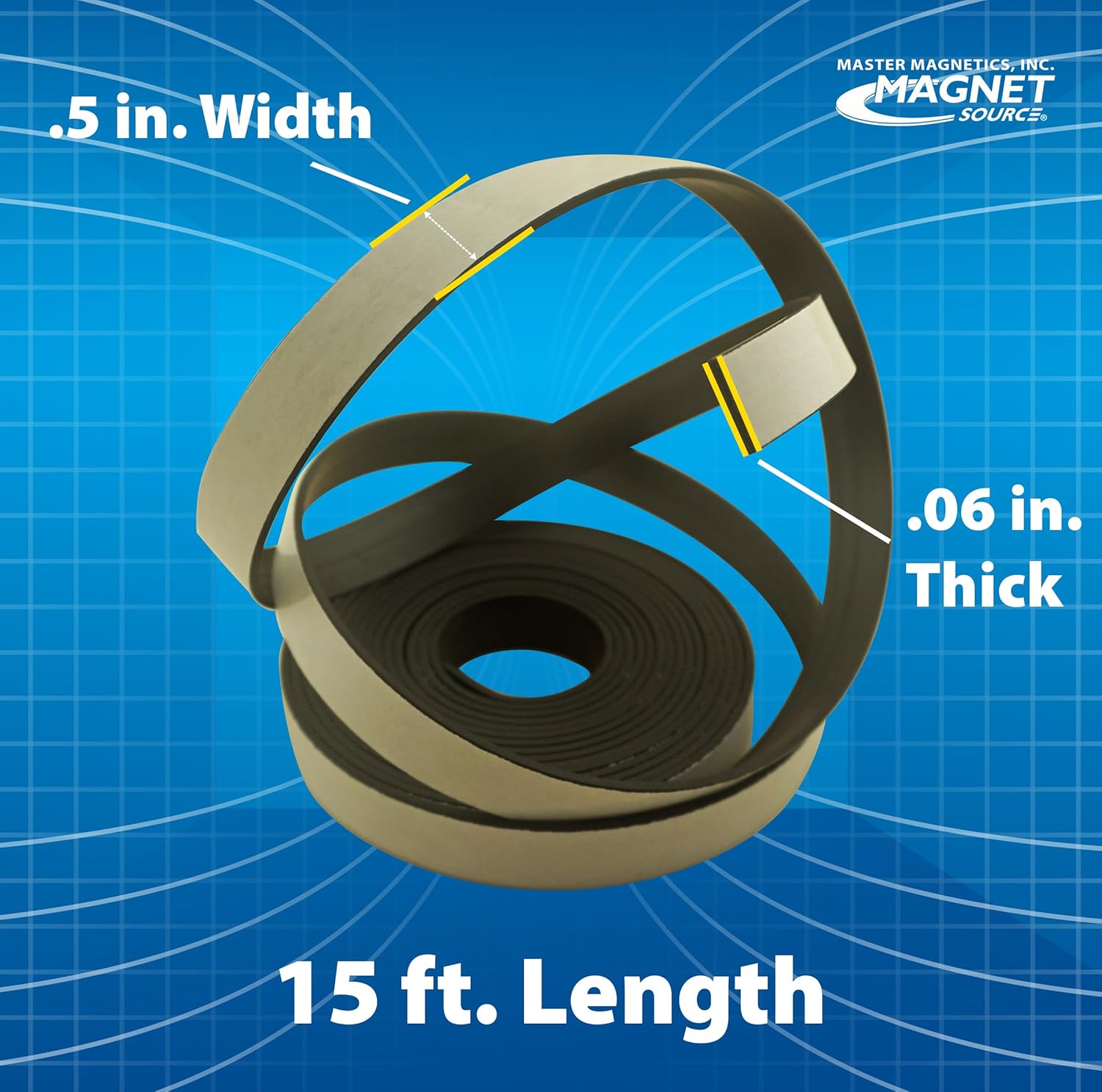 Master Magnetics Flexible Magnet Strip - 1" X 1/16", 100 Ft Roll Scored Every 3", Plain (396 Pieces)