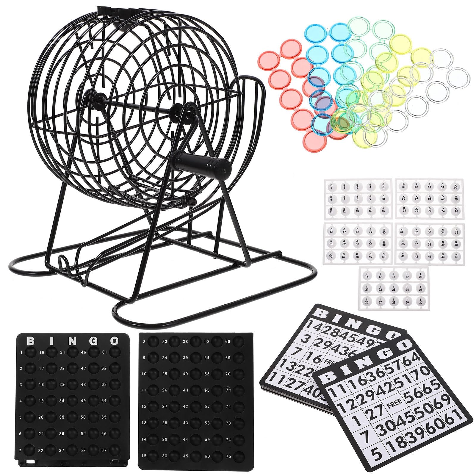 Machine de Loto Manuelle Bingo en Fer, Jeu de Table Noir