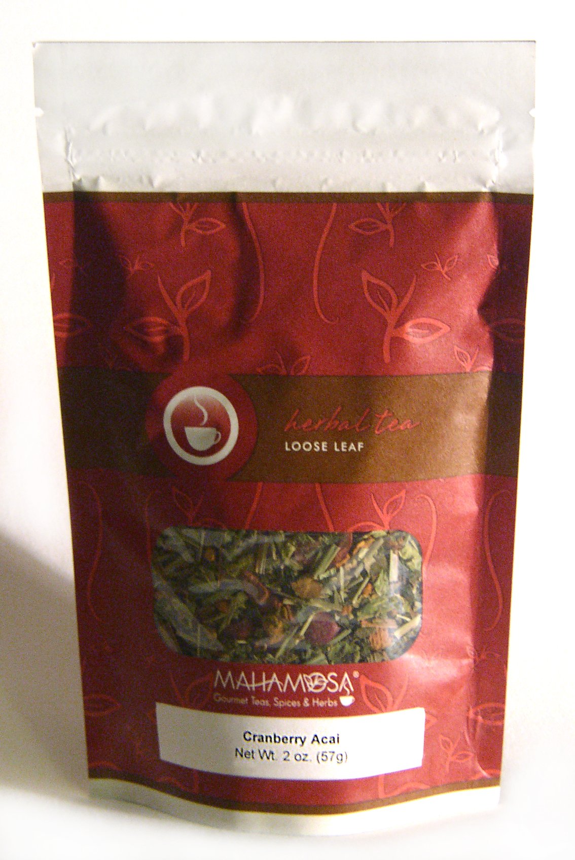 Mahamosa Cranberry Acai Tea 2 oz, Loose Herbal Tea Blend (with apple pieces, stinging nettle leaves, verbena leaves, lemon grass, cranberry slices, blackberry leaves, flavoring)