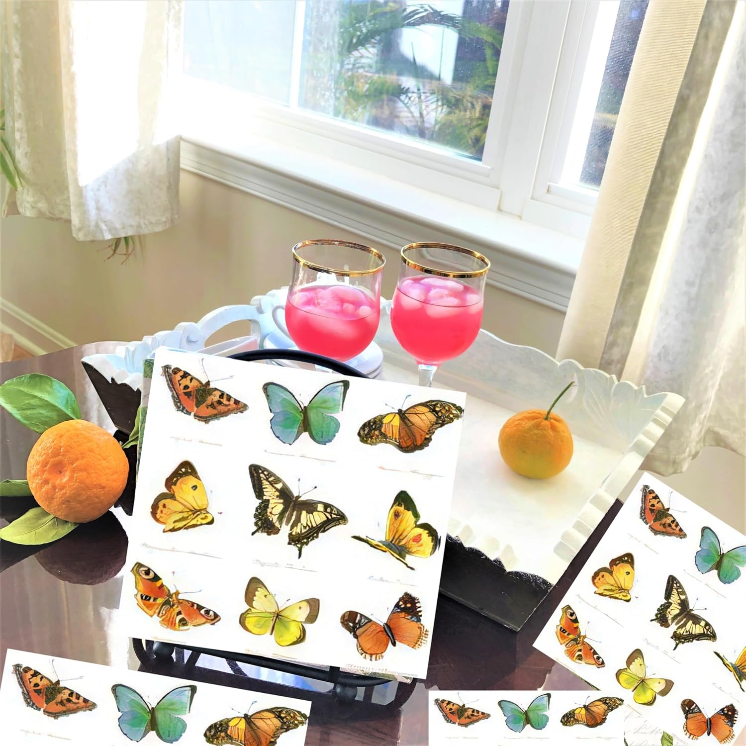 20-ct 6.5 Butterfly Napkins for Decoupage - Mother's Day, Spring, Decorative Lunch Dinner Cocktail Paper Napkins - Beautiful Pretty Butterfly Collection