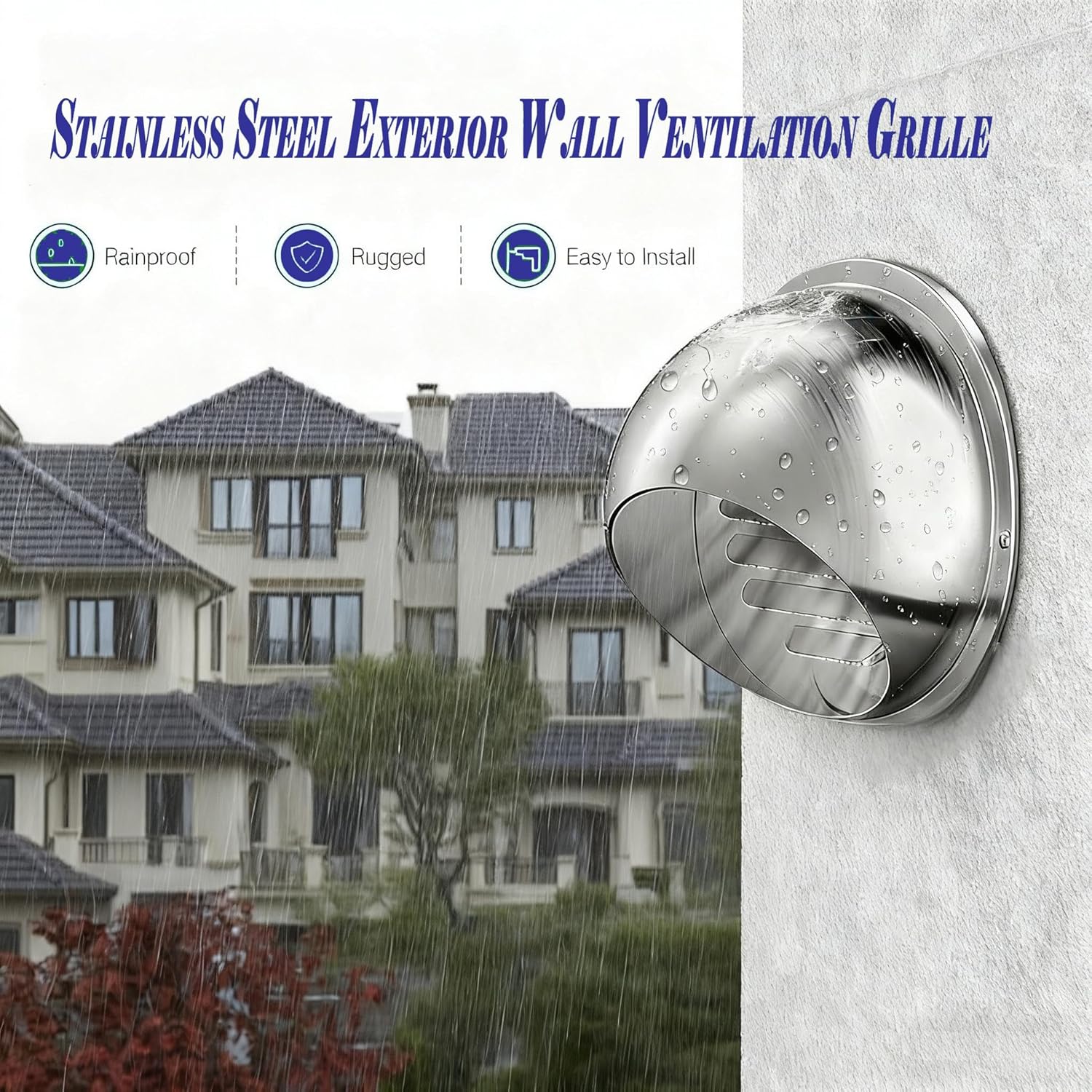 12 inch Vent Round Cover,Stainless SteelWall Round Vent Hole Ventilating Cover, AirVentilation and Exhaust Wall Vent Outlet Hood,HVAC Ducting Vent Cover.