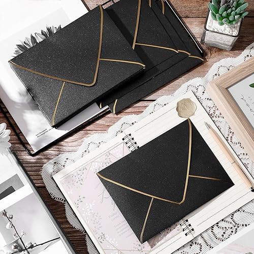 Miniatura 7 de Mimorou 100 sobres de 5 x 7 pulgadas para invitaciones, sobres autoadhesivos A7 con borde de solapa, sobres de tarjetas decorativos para bodas, baby