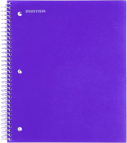 Miniatura 3 de Mintra Office Cuadernos de espiral duraderos, 3 materias (verde azulado, morado, blanco, rayas anchas, paquete de 3)