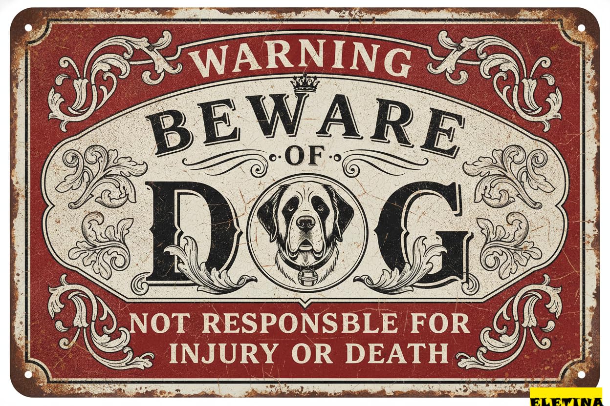 Tin Sign for Man Cave Beware Of Dog Bernese Mountain Metal Warning Beware Of Dog S Fence Outdoor Farm Garden Gate Home Yard Decor 8x12in Private Property Decorative