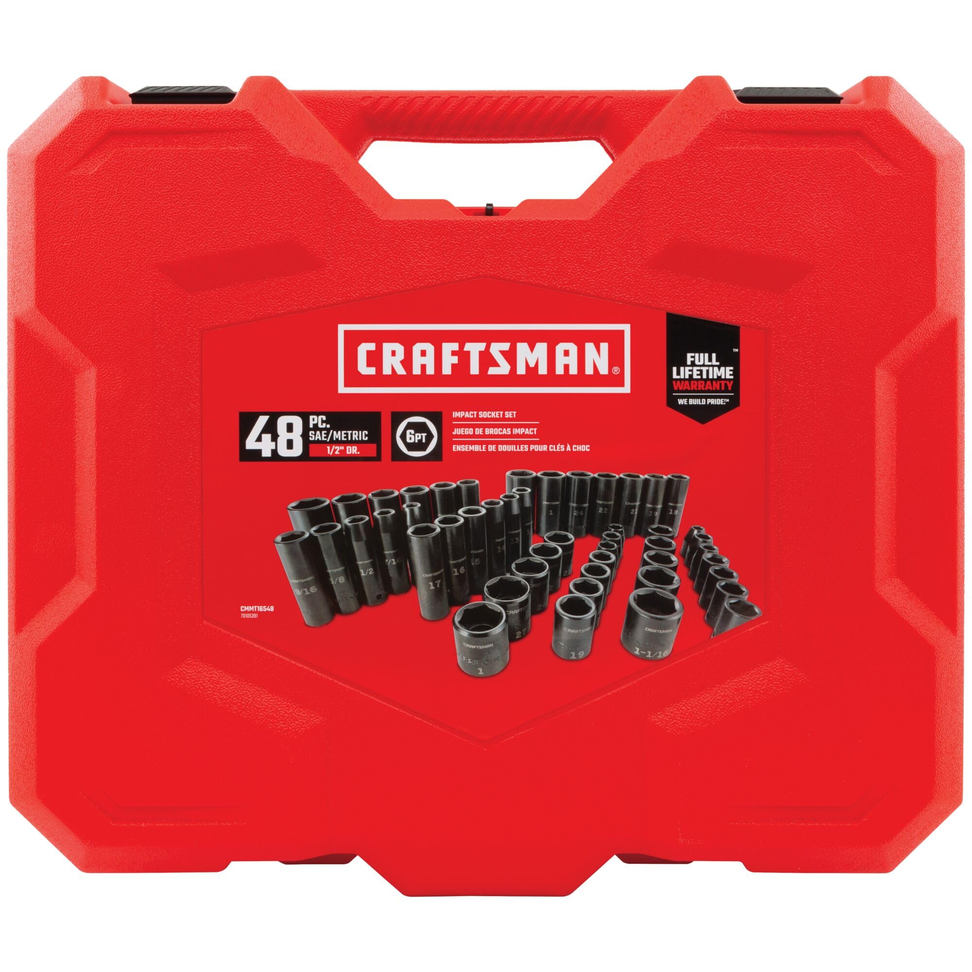 CRAFTSMAN 916548 zestaw nasadek głębokiego udaru SAE, 1/2 cala, 48-częściowy