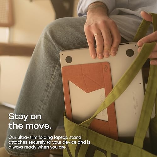 Miniatura 5 de NomadLabs Bisagra - Soporte plegable para laptop, diseño delgado y portátil, altura ajustable, con adhesivo reutilizable para Macbooks, tabletas y