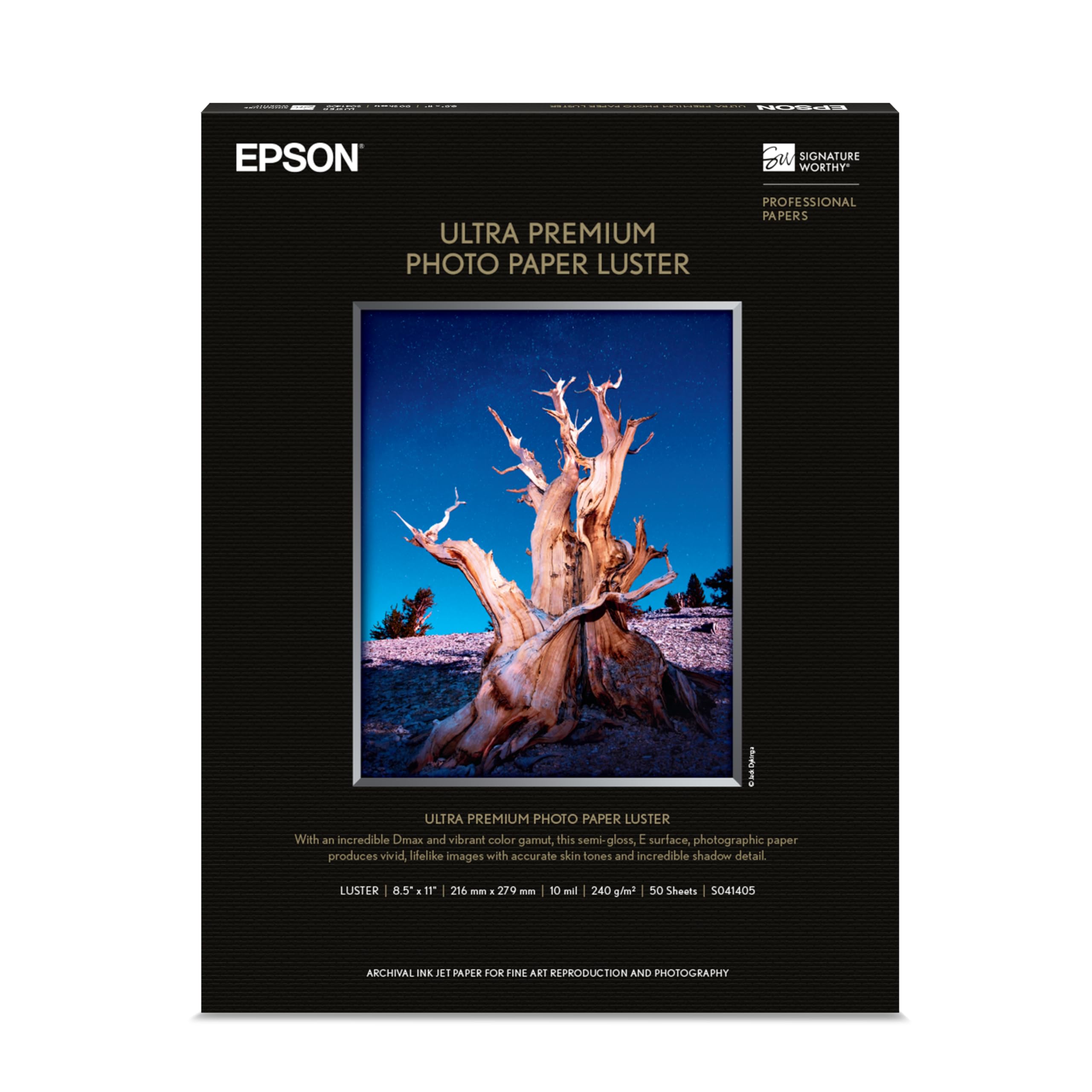 Epson Ultra Premium (S041405) - Papel fotográfico brillante (8.5 x 11 pulgadas, 50 hojas) - El embalaje puede variar