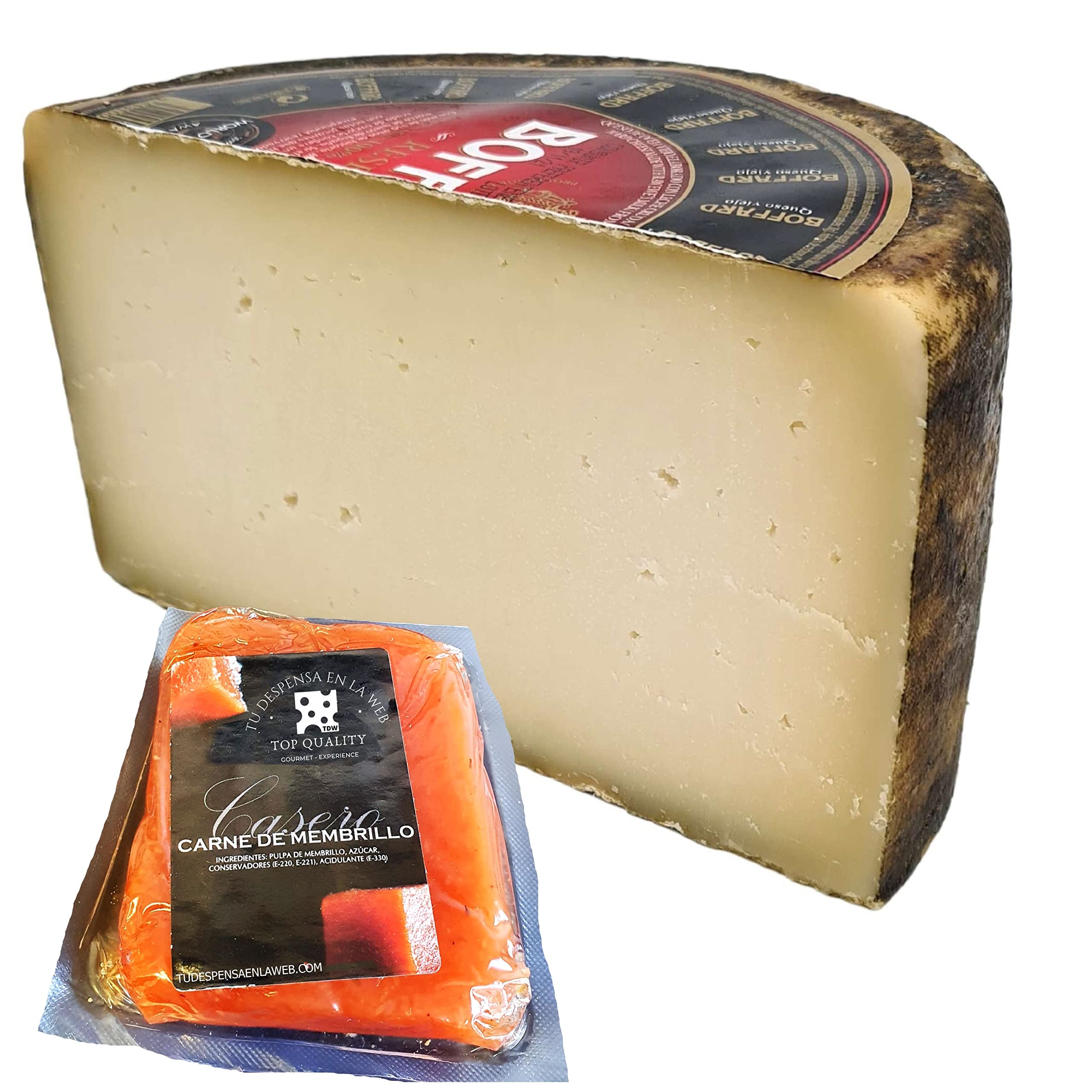 Queso Boffard Reserva - Elaborado con leche cruda peso aproximado 1600 gramos - Medio Queso Curado con Membrillo TDW - Queso de Oveja (Medio Queso con Membrillo)