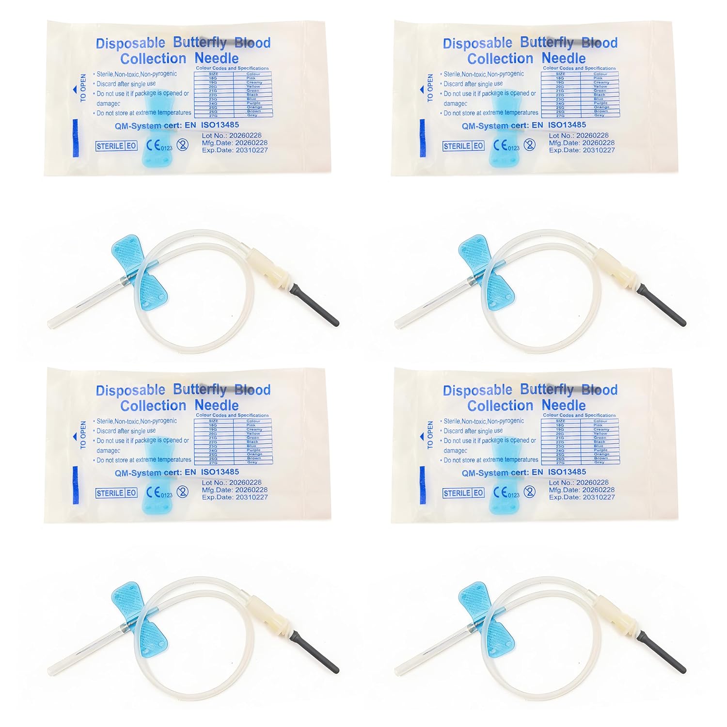 Veterinary Blood Collection Needles, Butterfly Wing IV Needles with Extension Hose for Pets Cats Dogs, 23G 50pcs