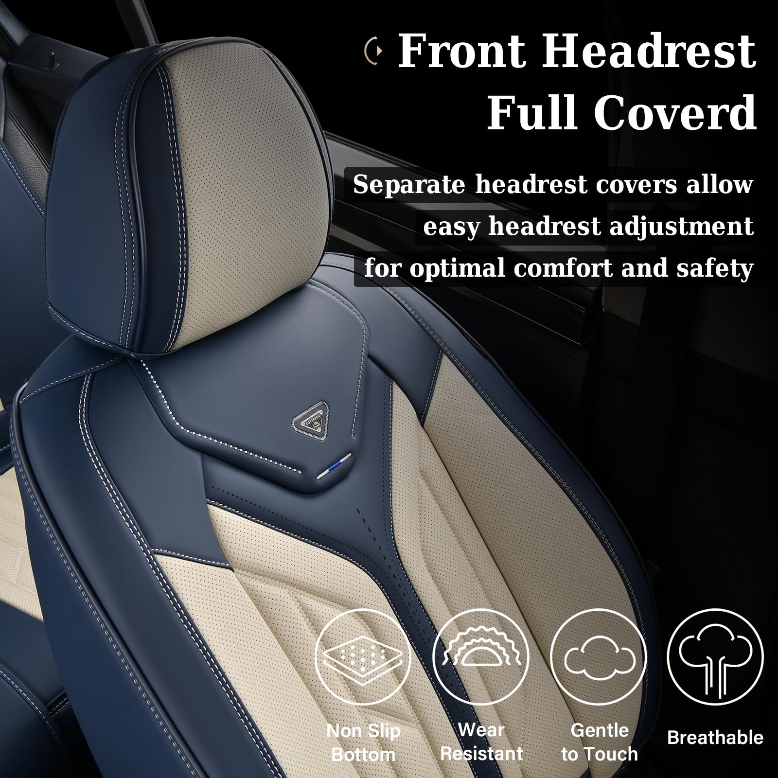 Coverado Car Seat Covers Full Set Leather Seat Covers for Cars Automotive Seat Covers Car Seat Protectors Car — view 5