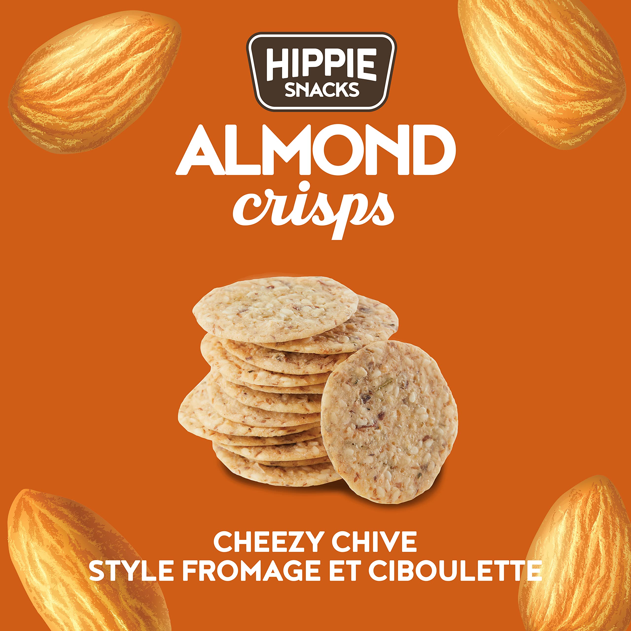 Hippie Snacks Gluten Free, Non-GMO Almond Crisps, Cheezy Chive, 70