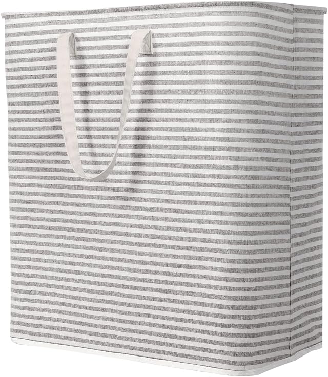 Lifewit 105L Wäschekorb, Großer Wäschesammler, Faltbare Wäschebox, Wasserdichter Wäschesortierer, Aufbewahrungsbox mit Griffen für Kleidung, Handtücher, Spielzeug, Grau