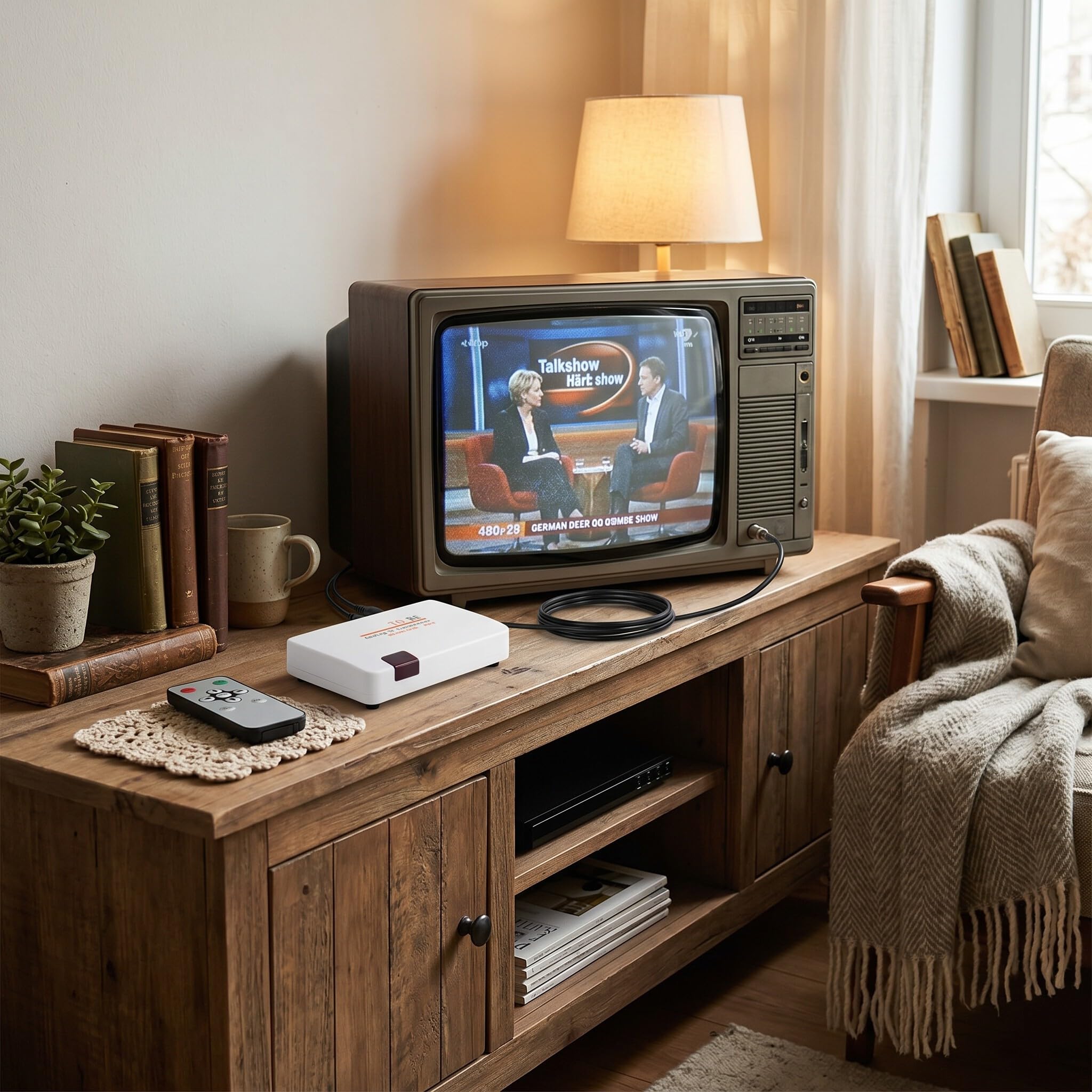 AYNEFY Convertidor Coaxial de Modulador RF HDMI, Adaptador de Entrada de Video Digital HD Demodulador, Caja Convertidora de Se?al de Transmisor de TV Anal¨®gica Compatible con 480I / 480P