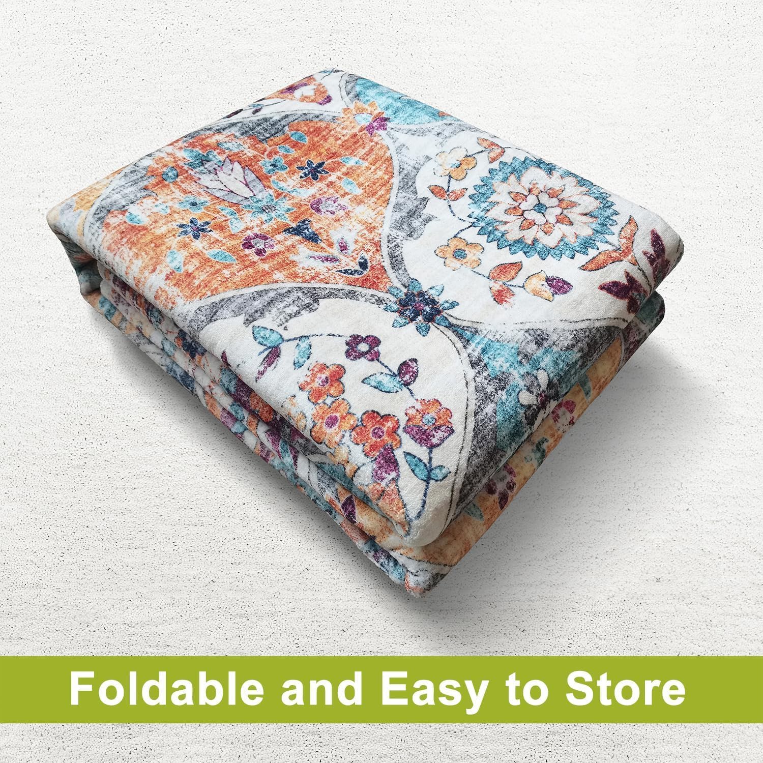 Boho 8x10 Area Rugs for Living Room & Bedroom - Traditional Machine Washable Non-Slip Plush Rug - Soft Indoor Floor Carpet for Kids Playroom Multi Color