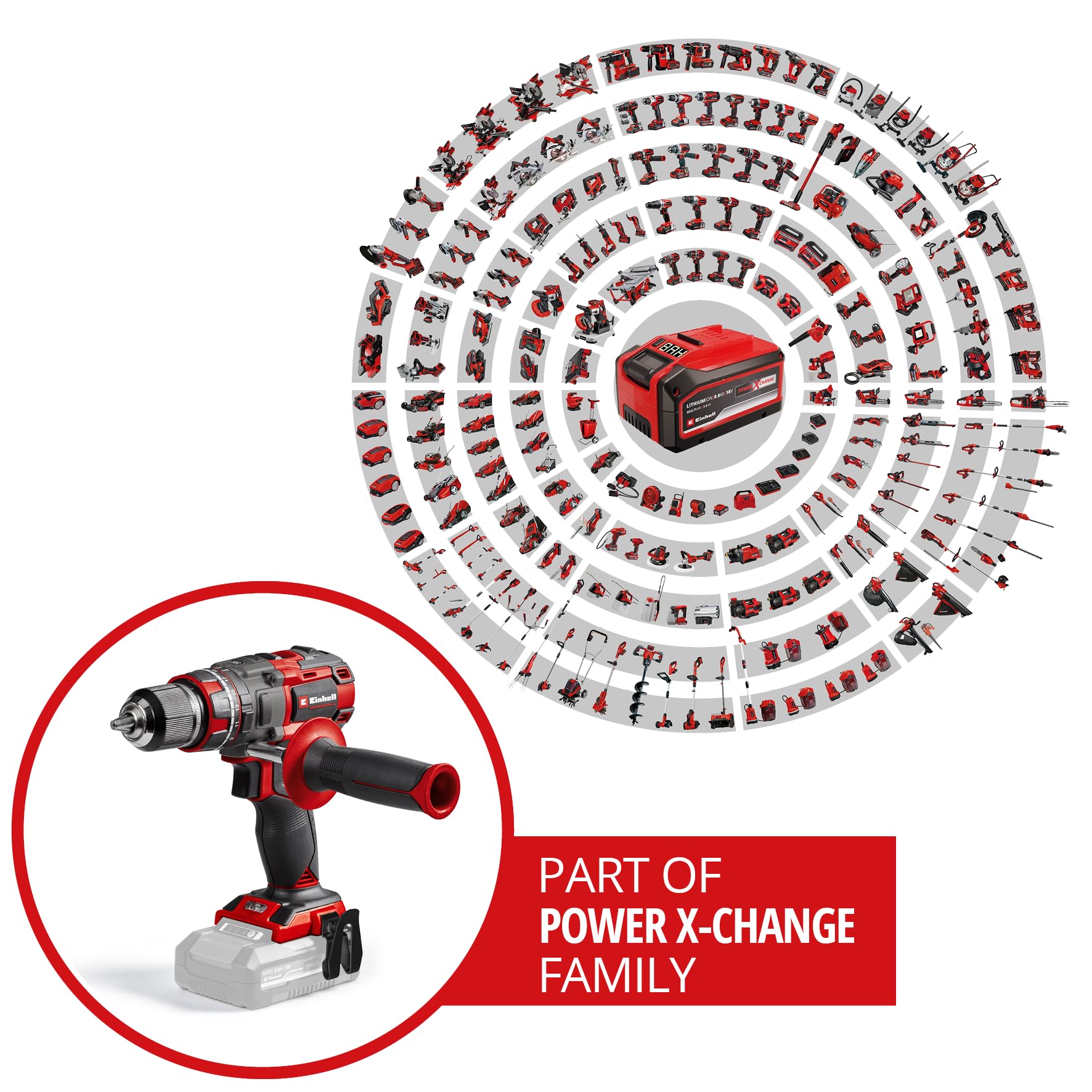Einhell Taladro percutor con batería TP-CD 18/80 Li-i BL-Solo Professional Power X-Change (18 V, sin escobillas, 80 Nm, func. de perfor. por percusión, portabrocas de 13 mm, 2 velocid., sin batería)