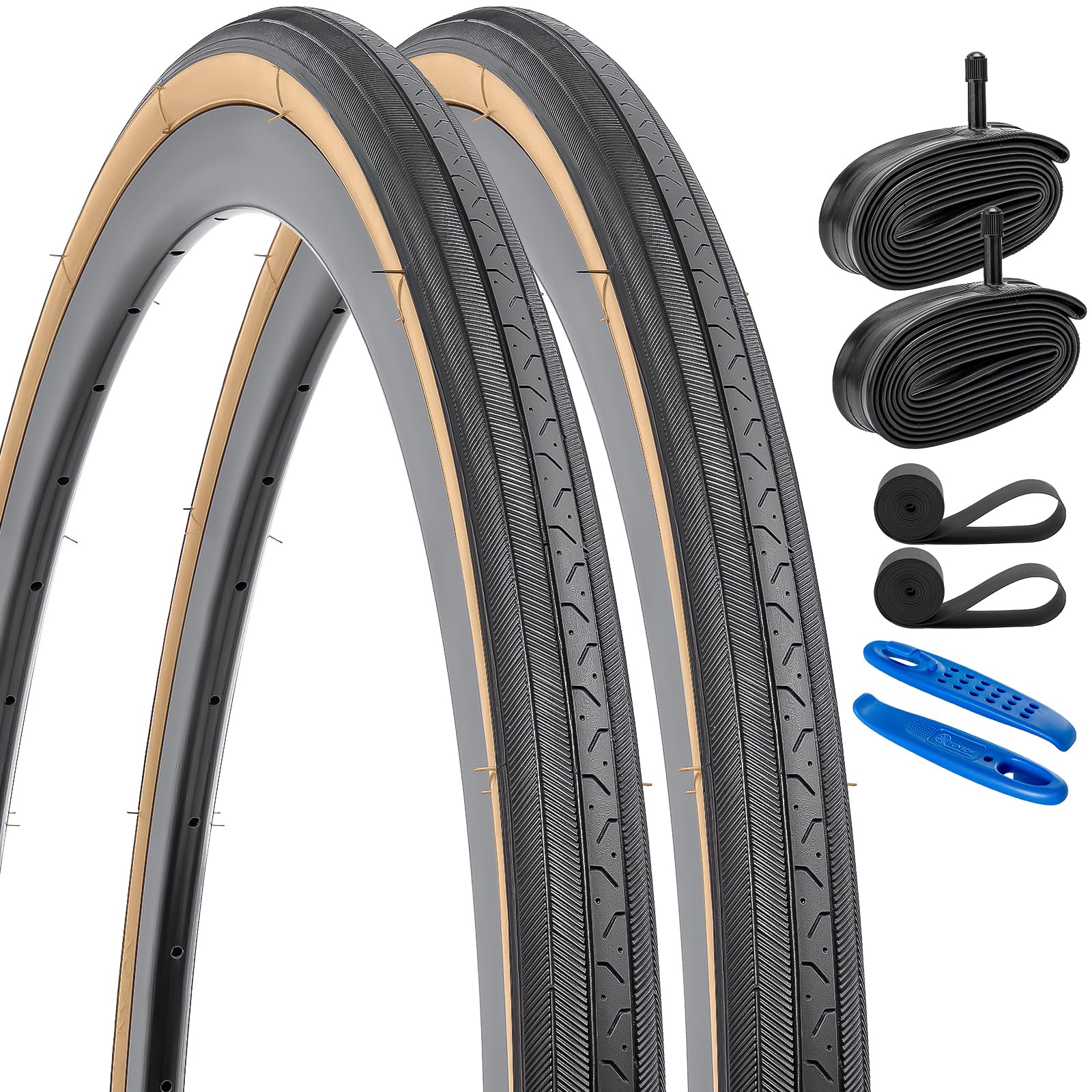 YUNSCM 2-PCS 27 inch Bike Tires 27x1 1/4 (32-630) Compatible with 27x1 1/4 27x1 1-4 Road Bike Bicycle Tires