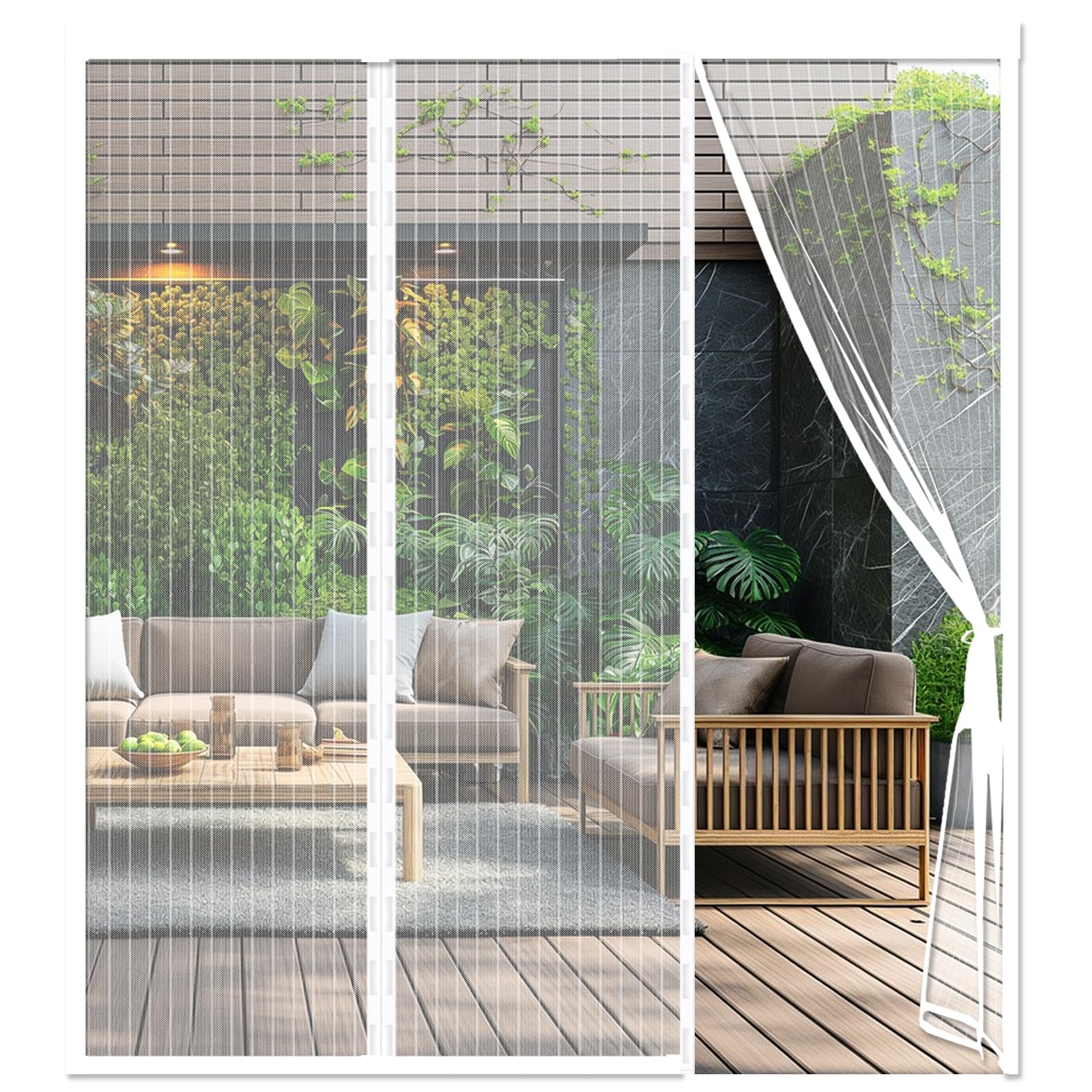 Double Door Magnetic Fly Screens for Doors - Mesh Curtain 130x230cm Customized Magnetic Screen Door Fly Curtains for Double Door Patio French Door Mosquito Net White — image 1