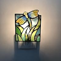 Vista 1 de Stained Glass Dragonfly Night Light, Suitable for Children's Room, Bedroom, Corridor and so on, a Beautiful Gift. DYM9011