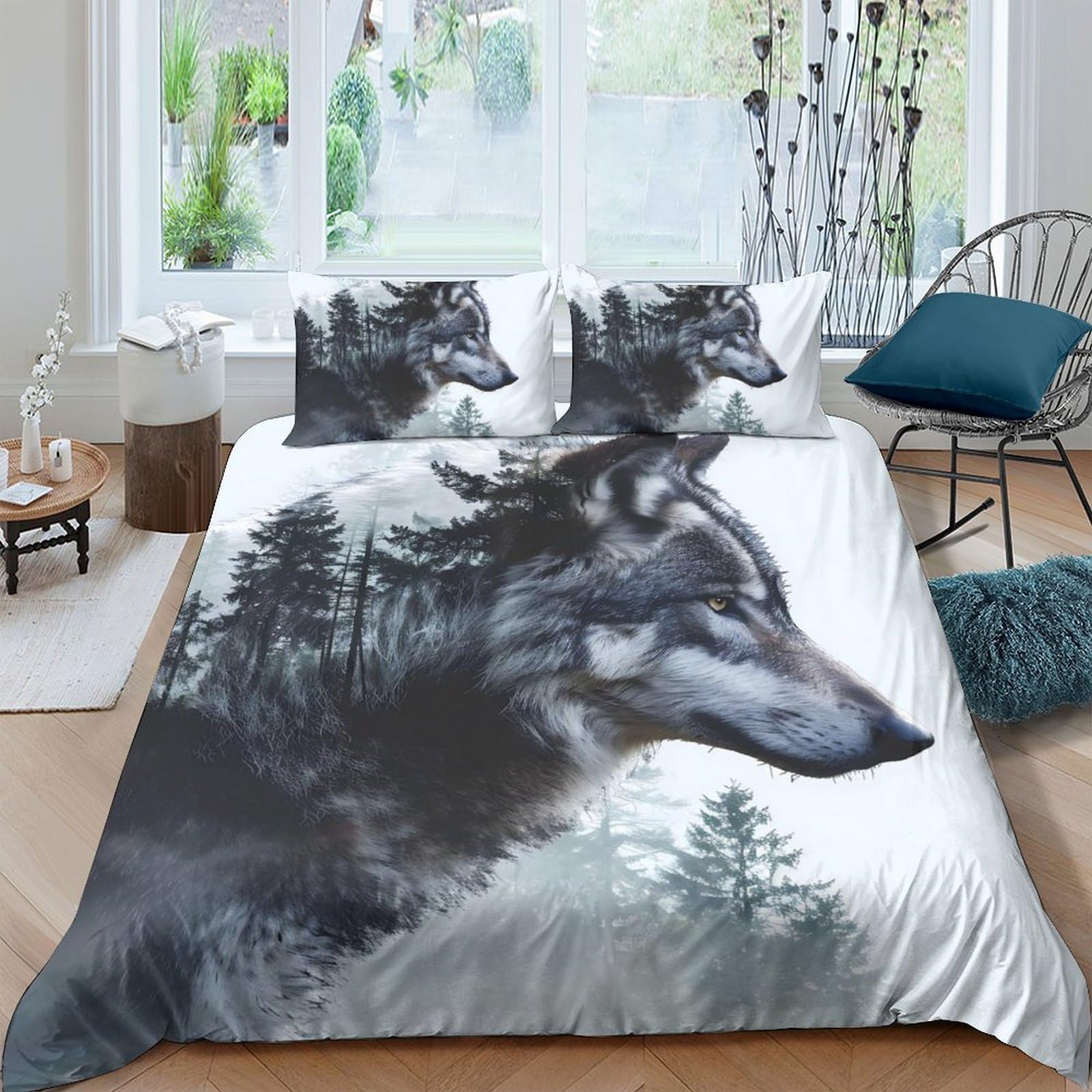 Ctjqhvkz Style-8 3D Printed Wolf Forest Fitted Sheet Microfiber Soft Anti-Slip Bed Sheet For Bedroom Guest Room Mattress Protection Single（135X200cm）