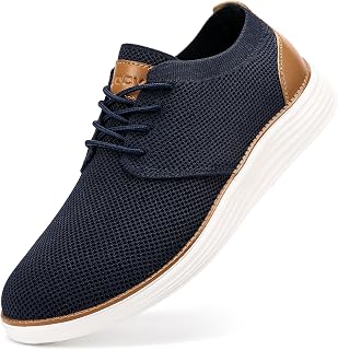 VILOCY Men's Breathable Fashion Dress Sneakers - Lightweight Business Oxfords for Casual Walking & Office Wear
