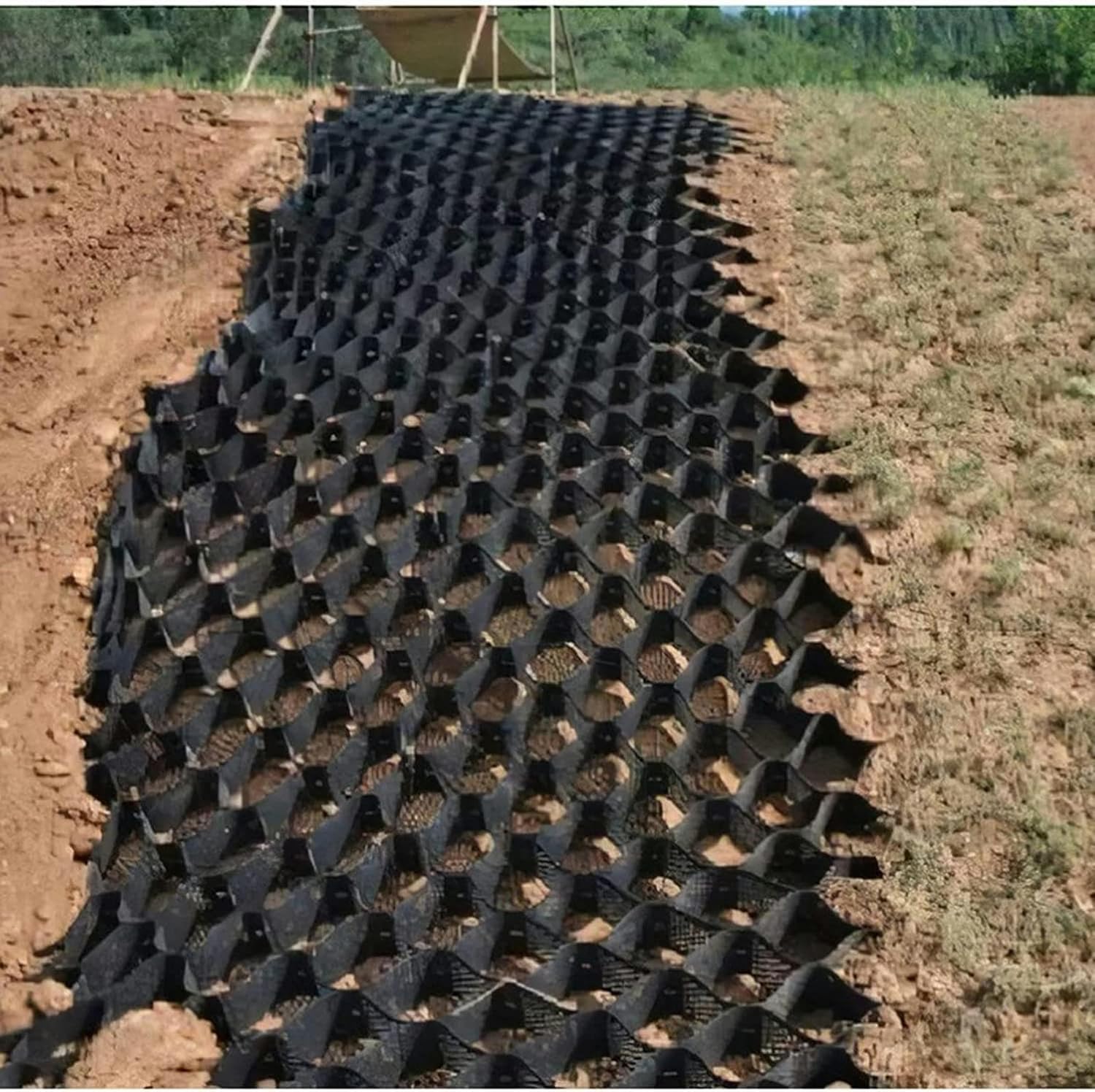 Ground Grid for Slopes Retaining Walls, Gravel Ground Grid for Driveways Permeable Paver System for Soil/Sand/Concrete/Grass Rocks Filling(4x9m/13x30ft)-1