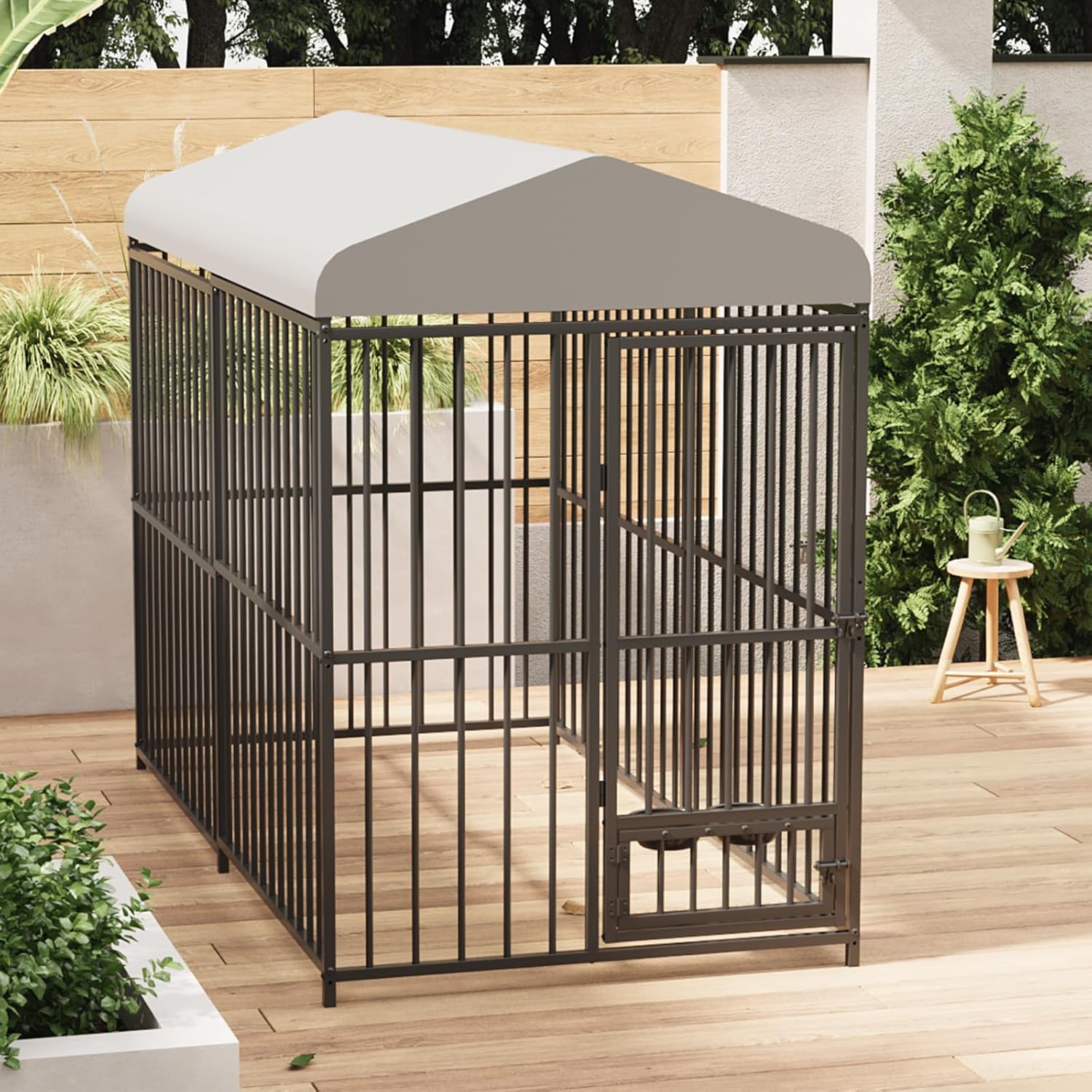 large outdoor dog kennel with waterproof cover, large dog house with feeding doors, heavy duty dog enclosures for garden backyard courtyard?8×4×6ft? 8 x 4 x 6ft