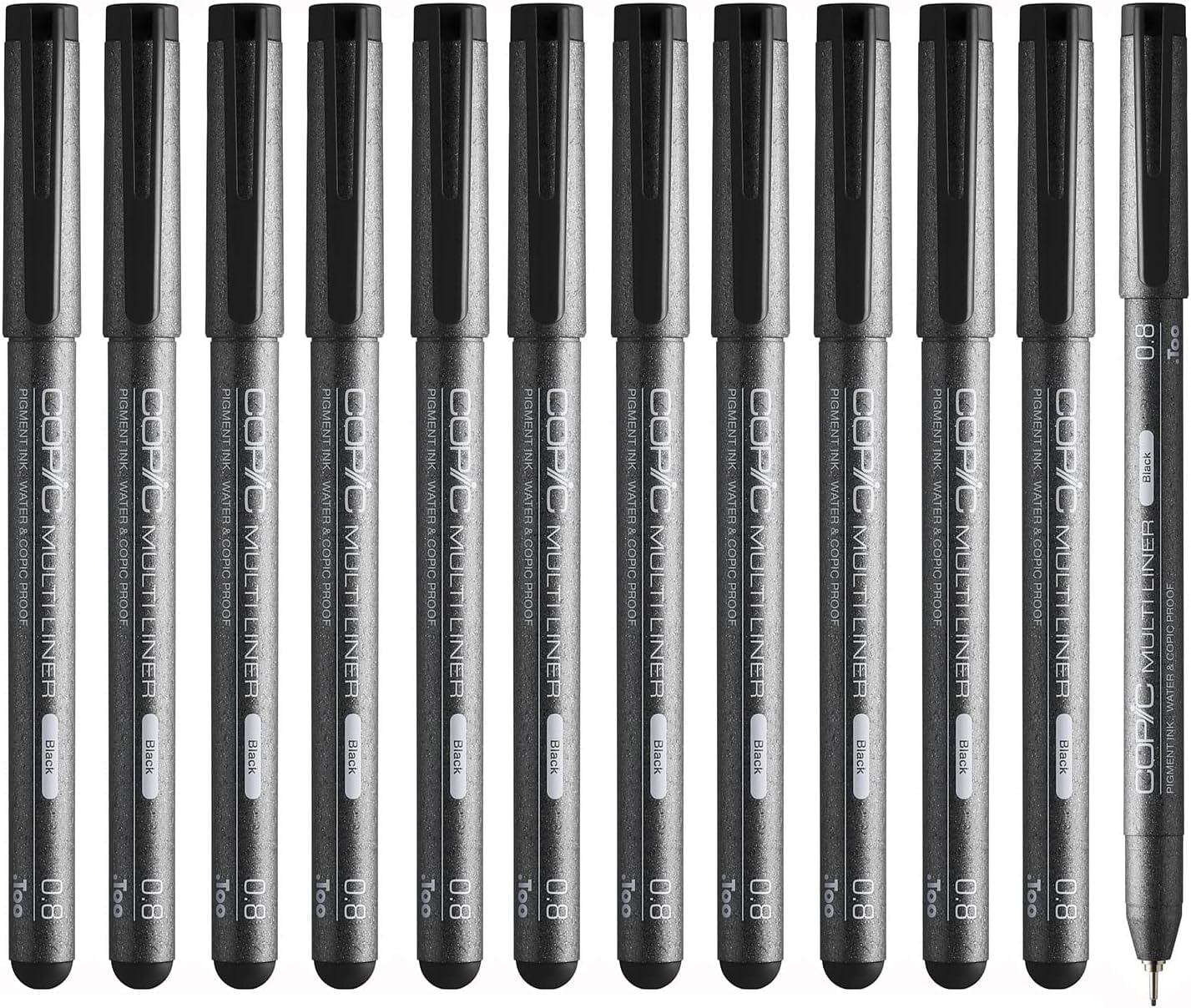 Copic Multiliner Black 0.8mm Fine Pen Set of 12 Waterproof Ink Japan