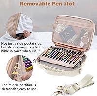 Vista 3 de Elegante funda para la Biblia de IMAGINING para mujer, funda para Biblia con asas y bolsas, gran regalo y protector de libros