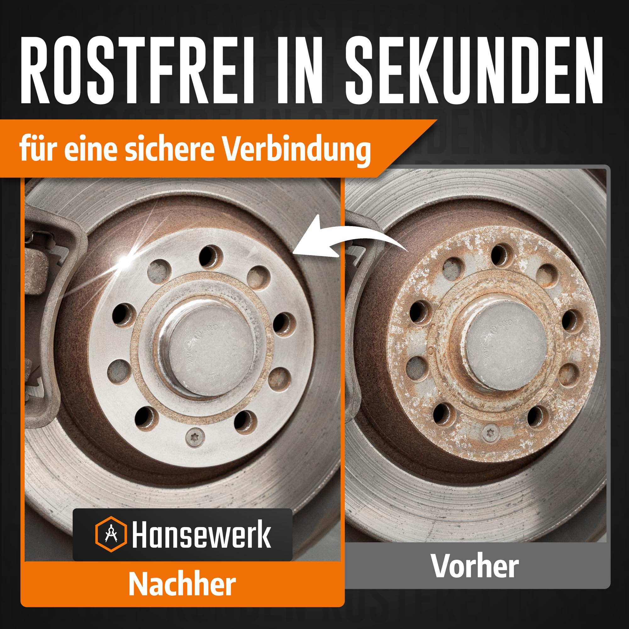 Radnabenschleifer mit Akkuschrauber-Adapter inkl. 90-150 mm Silizium-Karbid-Scheibe Auto Reifenwechsel & Felgenreinigung 1/2" Schlagschrauber Vierkantantrieb Radnabenreiniger Nabenschleifer