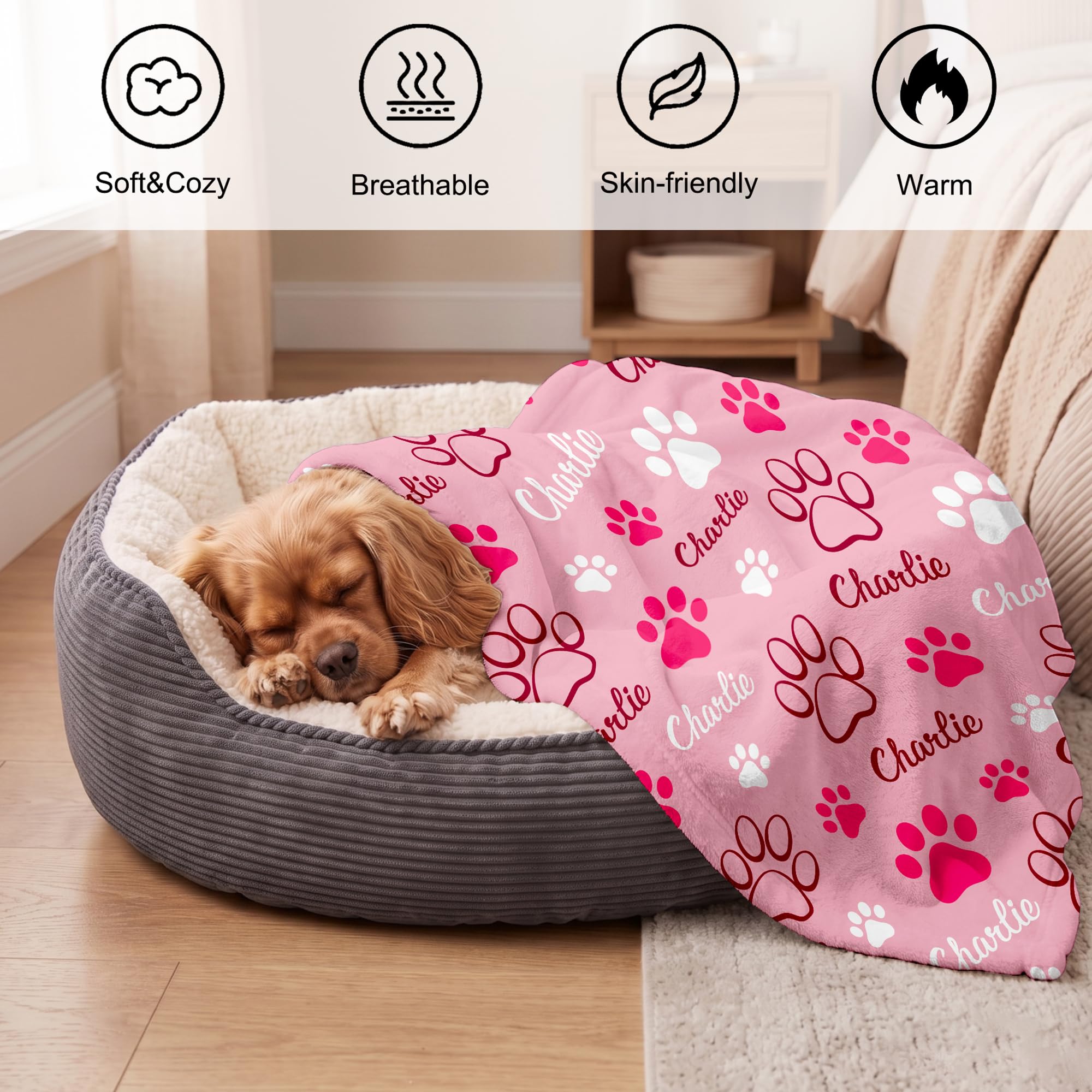 Manta personalizada para perro, mantas personalizadas para mascotas con imagen de nombre, manta para perros pequeños, medianos y grandes, cachorros, gatos, 30 pulgadas de ancho x 40