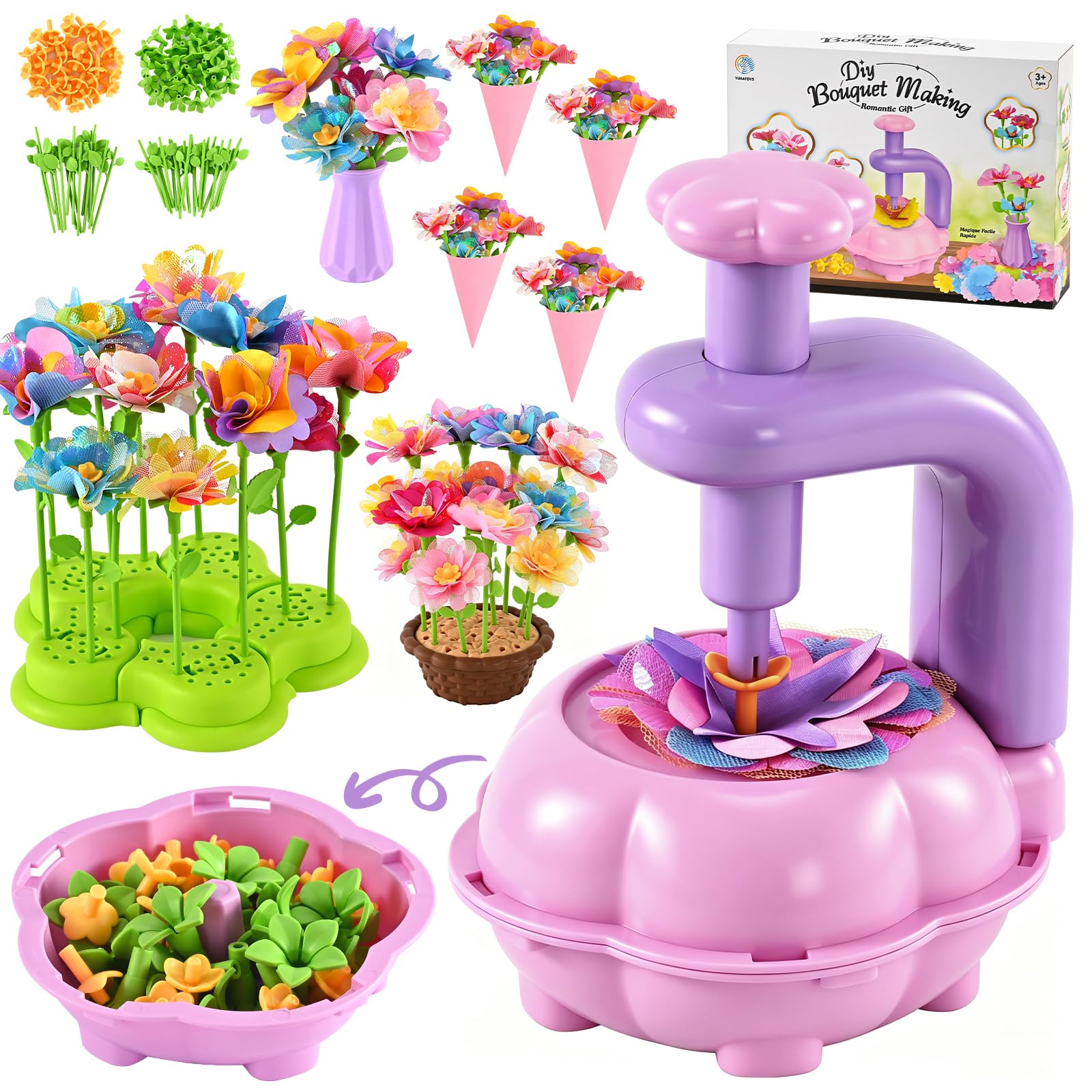 BlueSwan Regalo Giochi Bambina 4 5 6 7 8 9 10 11 12 + Anni Femmina, Pressa per Fiori, Gioco Educativ Giocattoli Sensoriali, Kit Lavoretti Creativi per Bimba, Bambine Laboratorio dei Fiori Bouquet