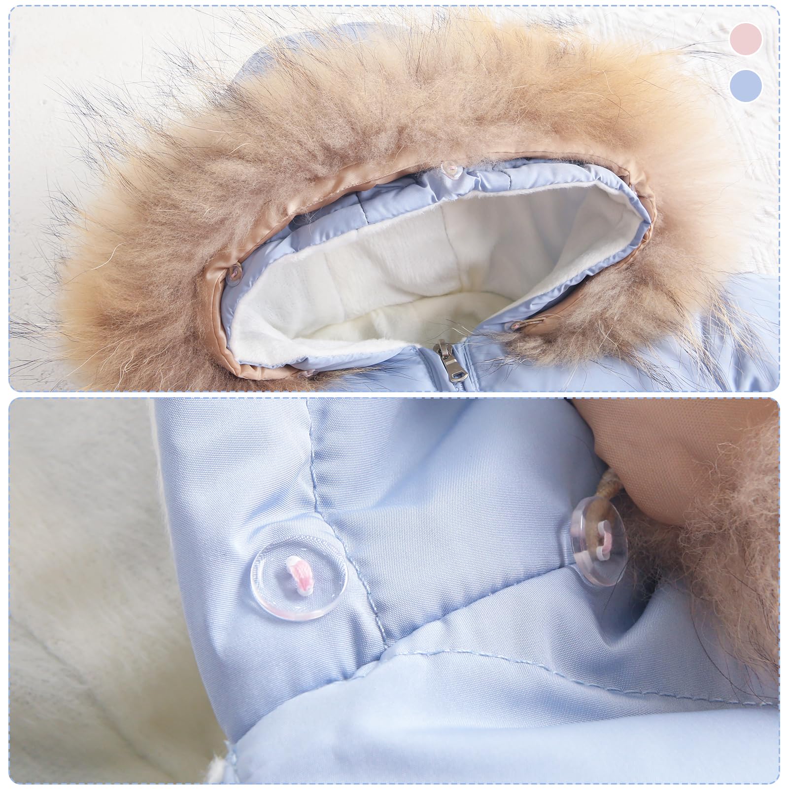 Baby Schneeanzug mit Fellkapuze Winter Mädchen Jumpsuit Fleecegefüttert Strampler Langarm Overall Jungen