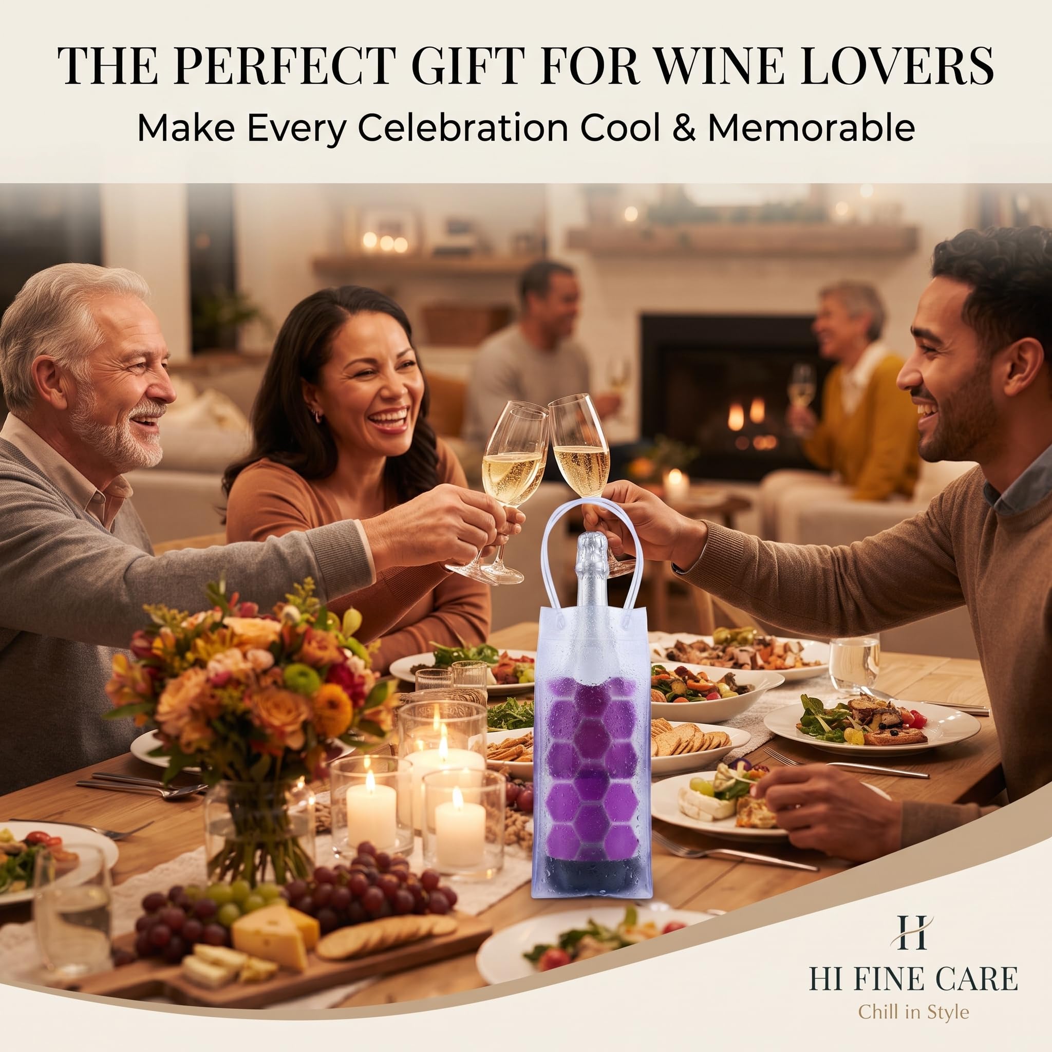 Wine Ice Bag, Wine Bottle Chiller, Wine Cooler Sleeve Transparent Champange Bottle Chill Cooling Ice Pack - Freezer Sleeve- Vodka- Tequila Chiller- Cooler- Carrier, 3 Pack (Purple) — Amazon image 8