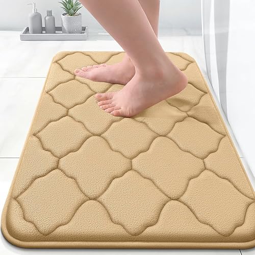OLANLY Alfombra de baño de espuma viscoelástica de 24 x 16 pulgadas, ultra suave y absorbente, antideslizante, cómoda, lavable a máquina, para suelo