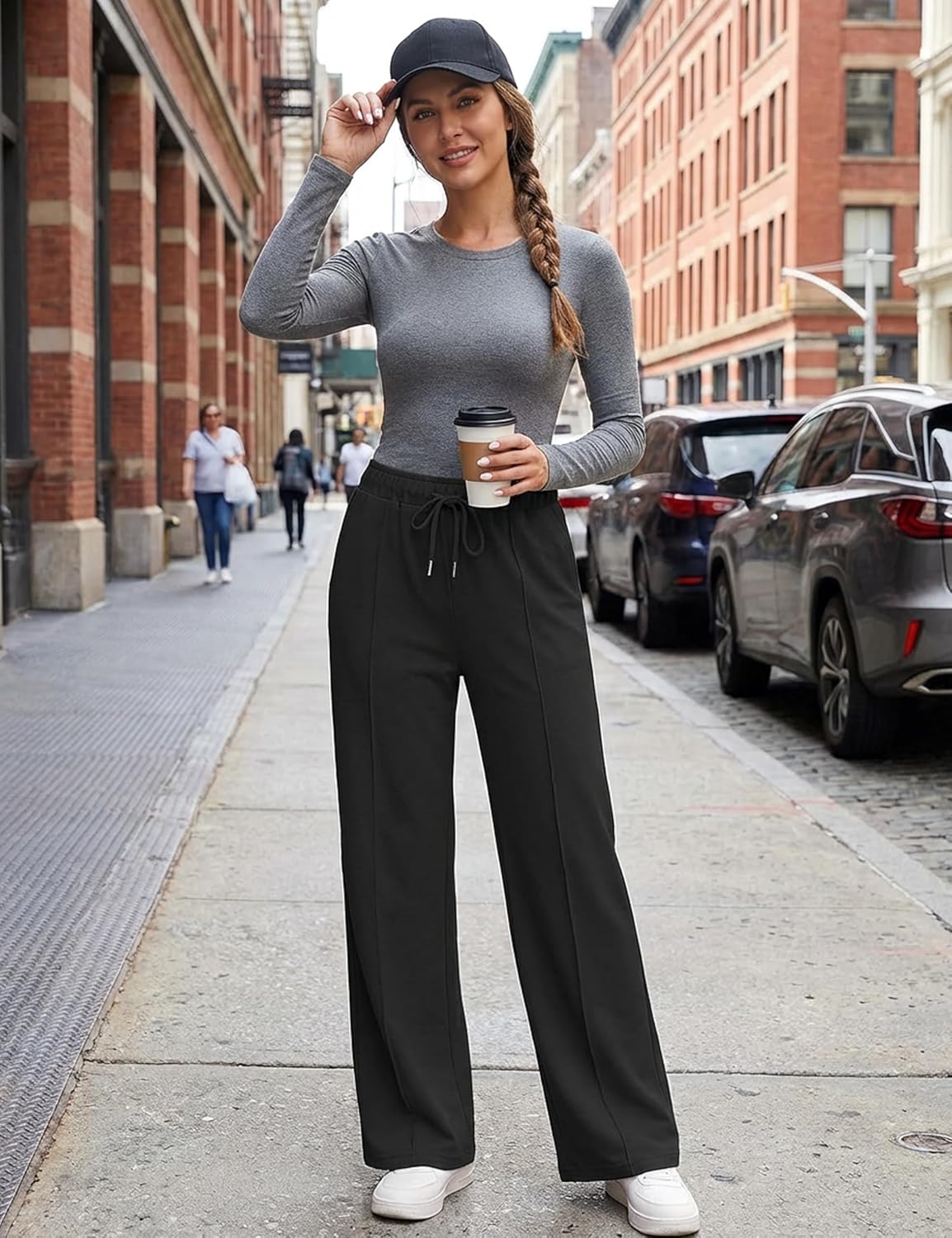 Womens Sweatpants Wide Leg High Waisted Trendy Straight Leg Sweat Pants Joggers for Lounge, Travel, Casual, S-XL