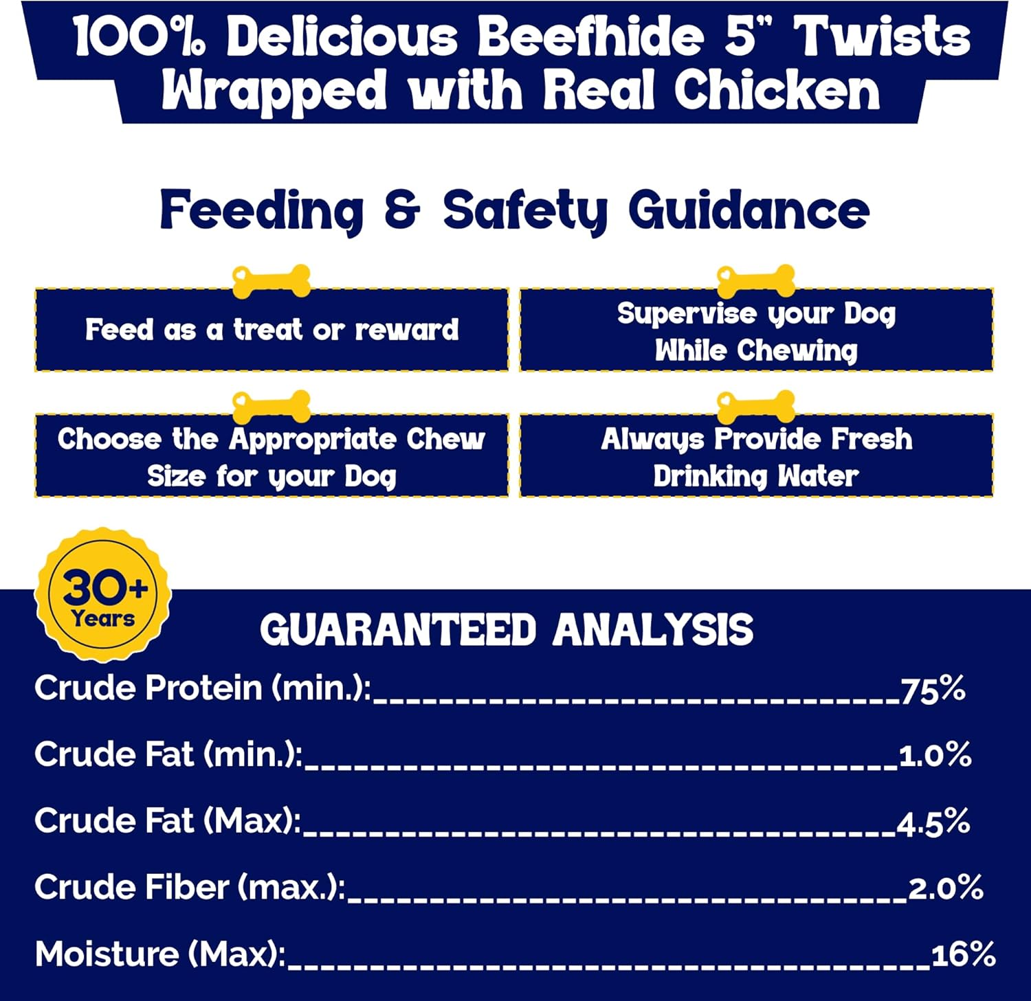 Beefeaters Beefhide 5in Twist Sticks with Real Chicken 26oz - Dog Rawhide Chews for Clean Teeth & Training, High Protein Dog Treat Chews, Chicken Wrapped Rawhide Sticks, No Artificial Colors or Flavor