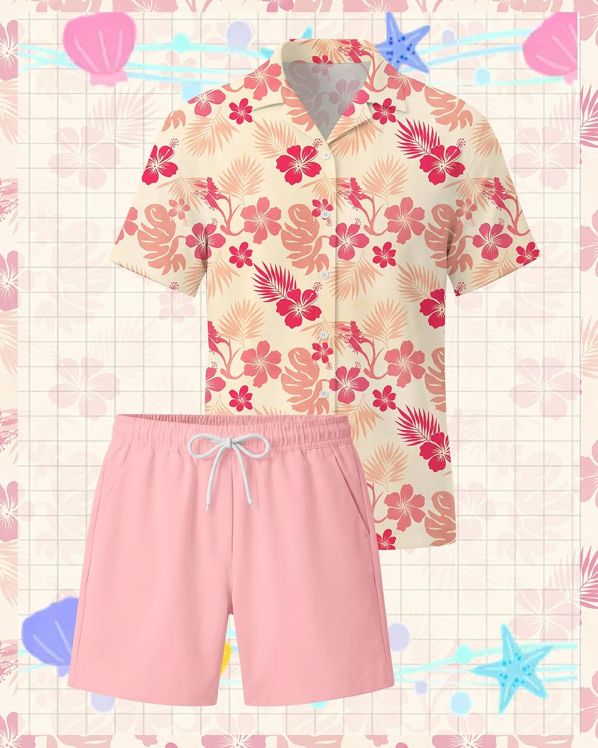 Xaatren Men's Hawaiian Shirt and Shorts Set image 2
