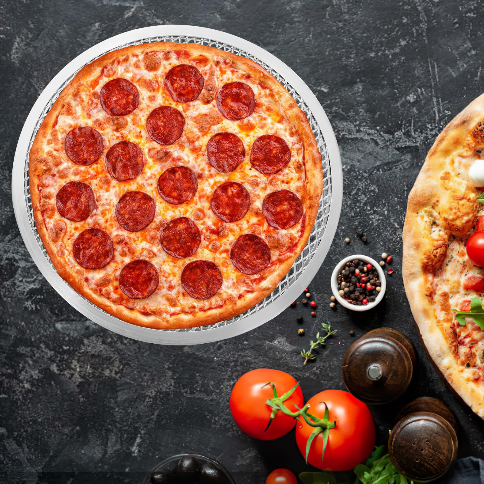 GALPADA Set de 3 Bandejas para Pizza de Aluminio Malla Perforada, Ligeras y Convenientes, Tamaño 10 y 14 Pulgadas para Diversas Necesidades de Horneado