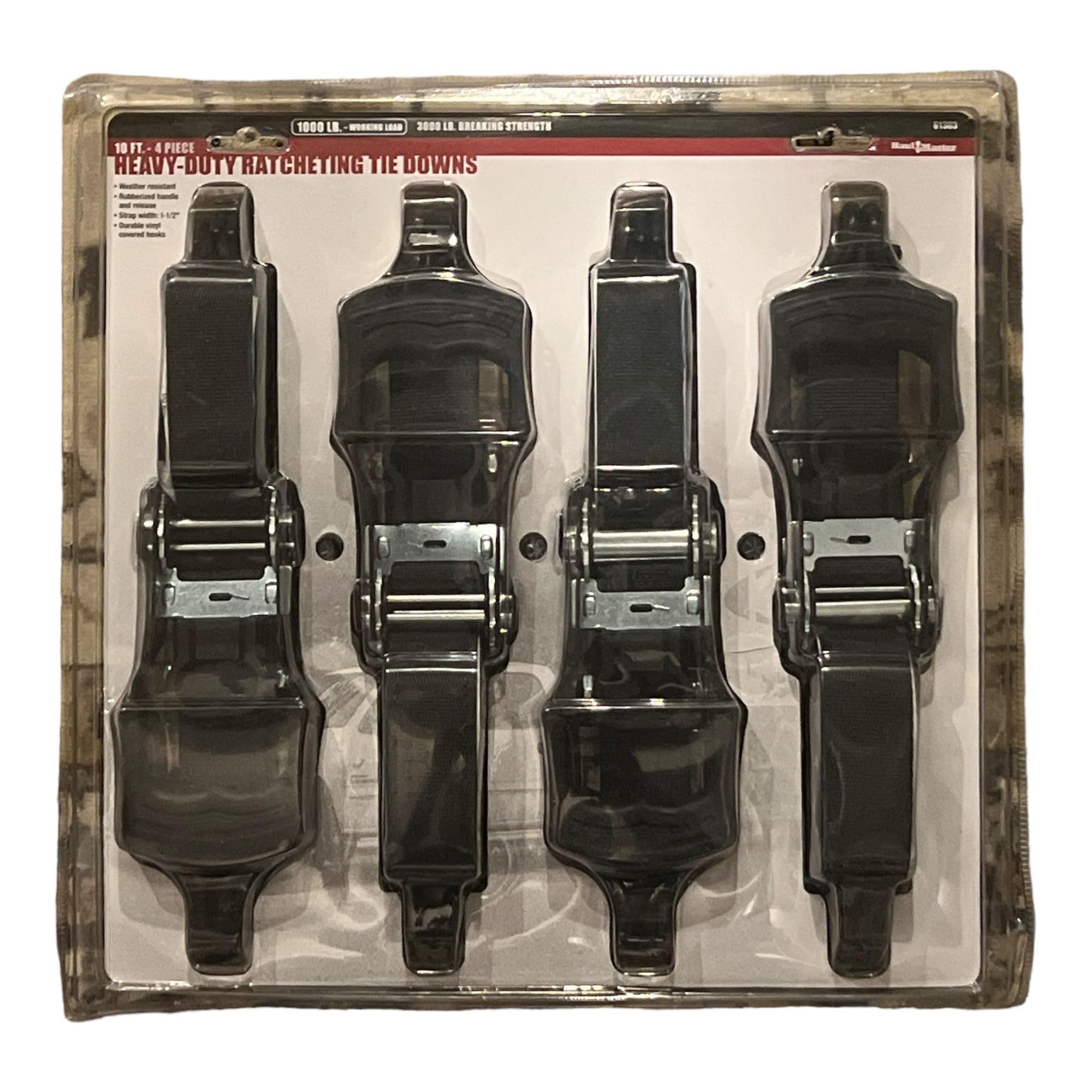 Photo 1 of 1000 lb. Capacity 1-1/2 in. x 10 ft. Ratcheting Tie Down Set of 4 Haul-Master - Item#61303