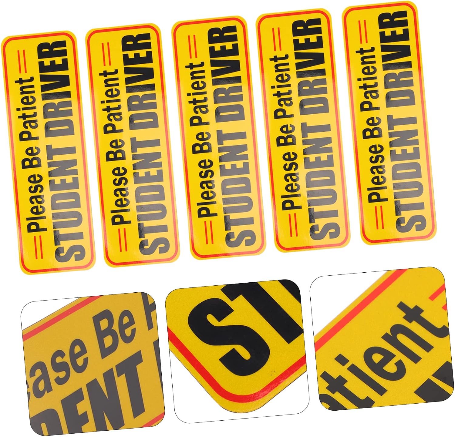 5pcs Reflective Magnetic Novice Driver Bumper Sticker Car Sign for Increased Visibility and Safety Weather-Resistant Easy to Install for Student Drivers