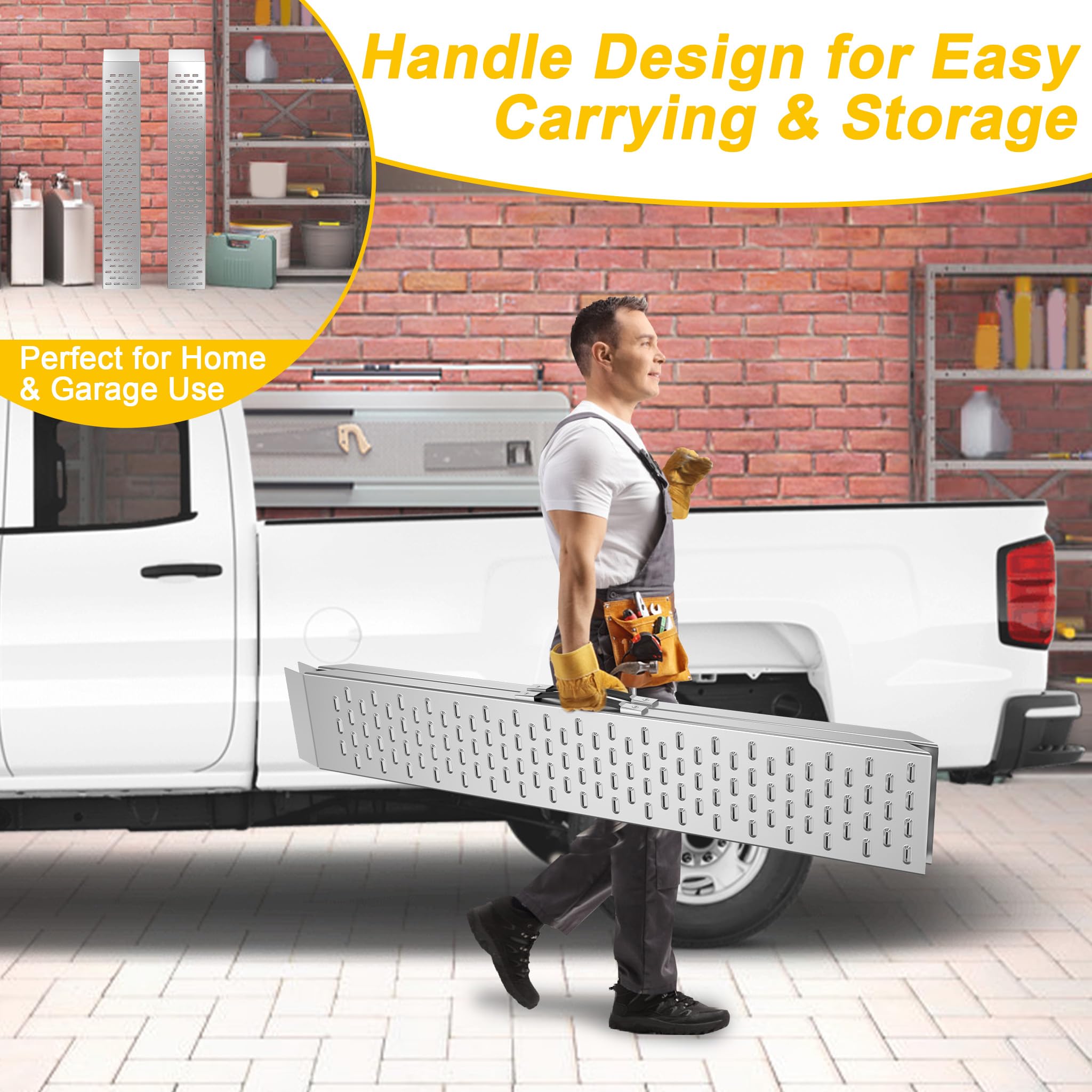 FIVMEN 2 rampas de carga para coches, 135 cm, 400 kg, capacidad de carga de aleación de aluminio, rampa para silla de ruedas, rampa de carga con superficie antideslizante y asa, rampa para escaleras