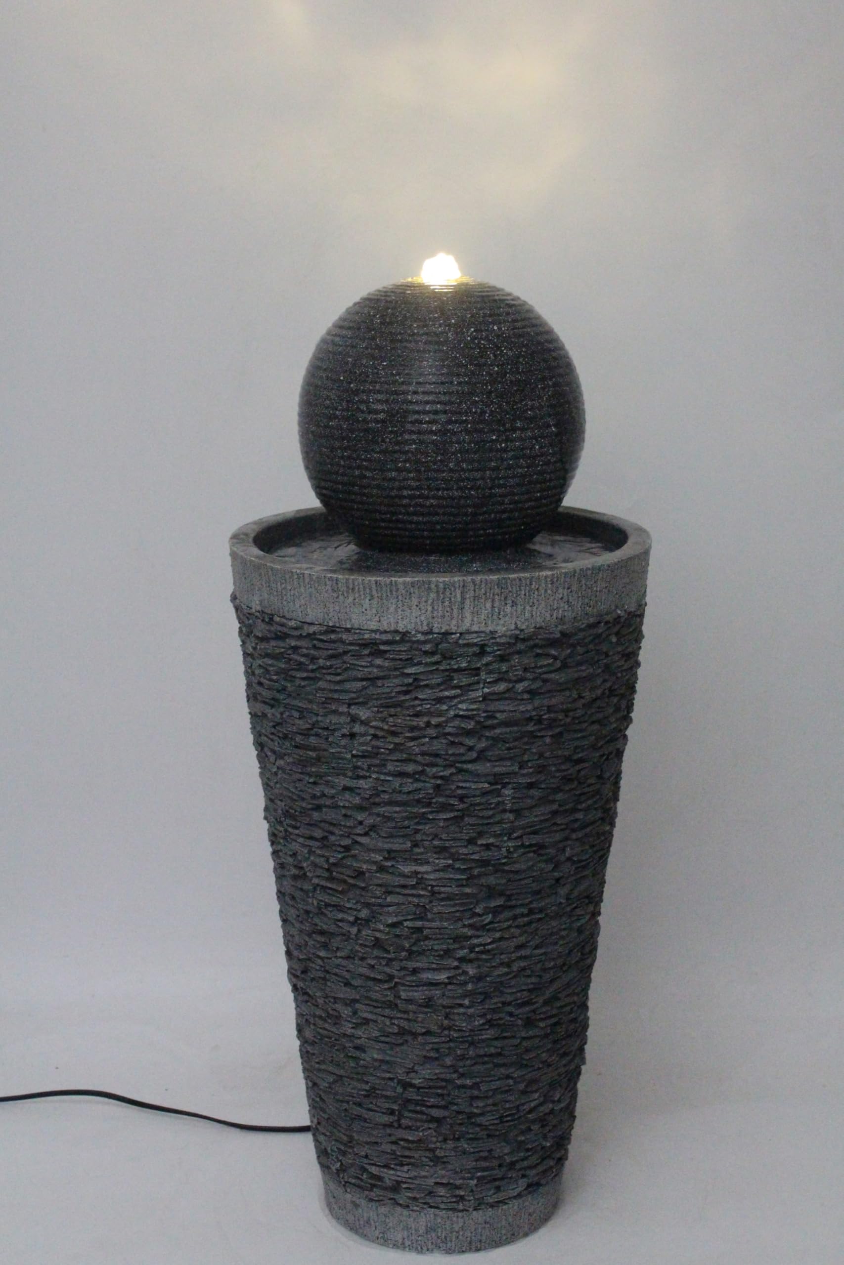 Fontanna ogrodowa BK910 o wyglądzie kamienia, 71 cm, z oświetleniem LED, dekoracja ogrodowa