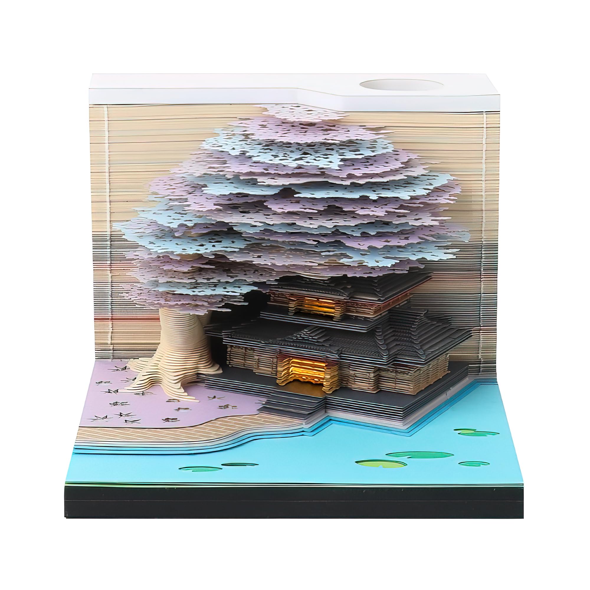 MACTANO 3D Art Memo Pad 2024, Creative Tree House Rip Away Paper Carving Sticky Note-Purple
