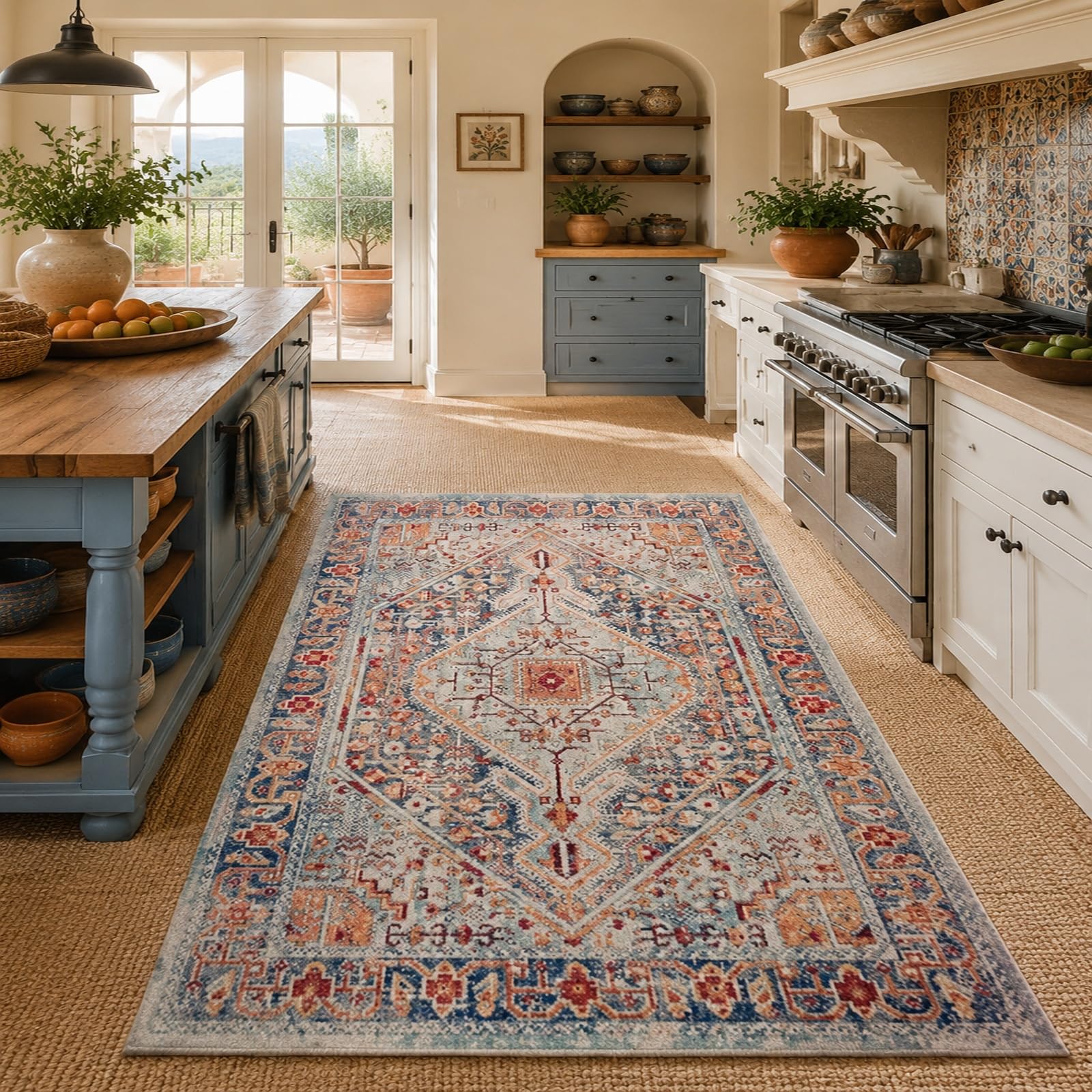 Tapis de décoration multicolore au tissage fin de style moderne